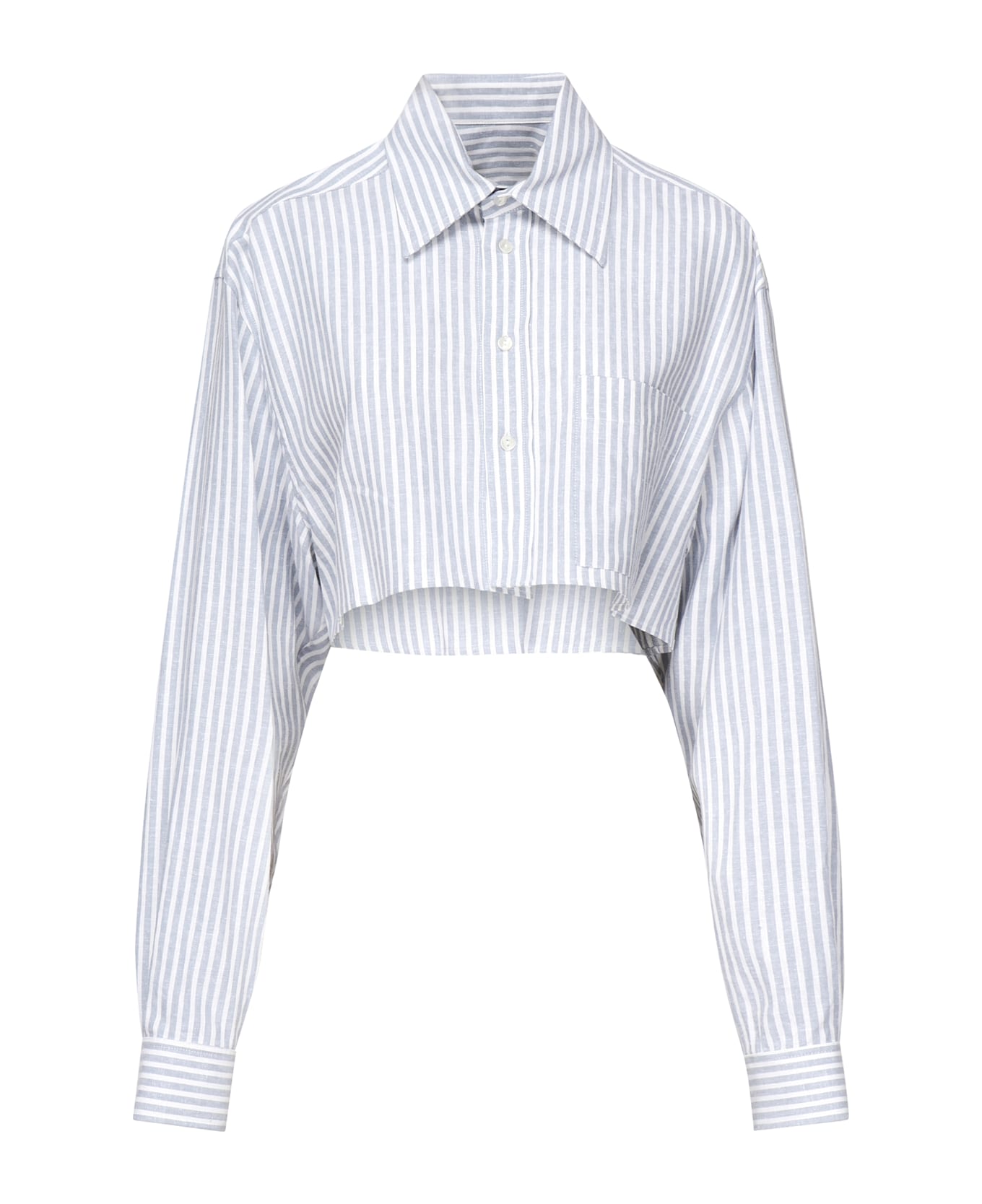 Nineminutes Striped Cropped Shirt - White/light blue