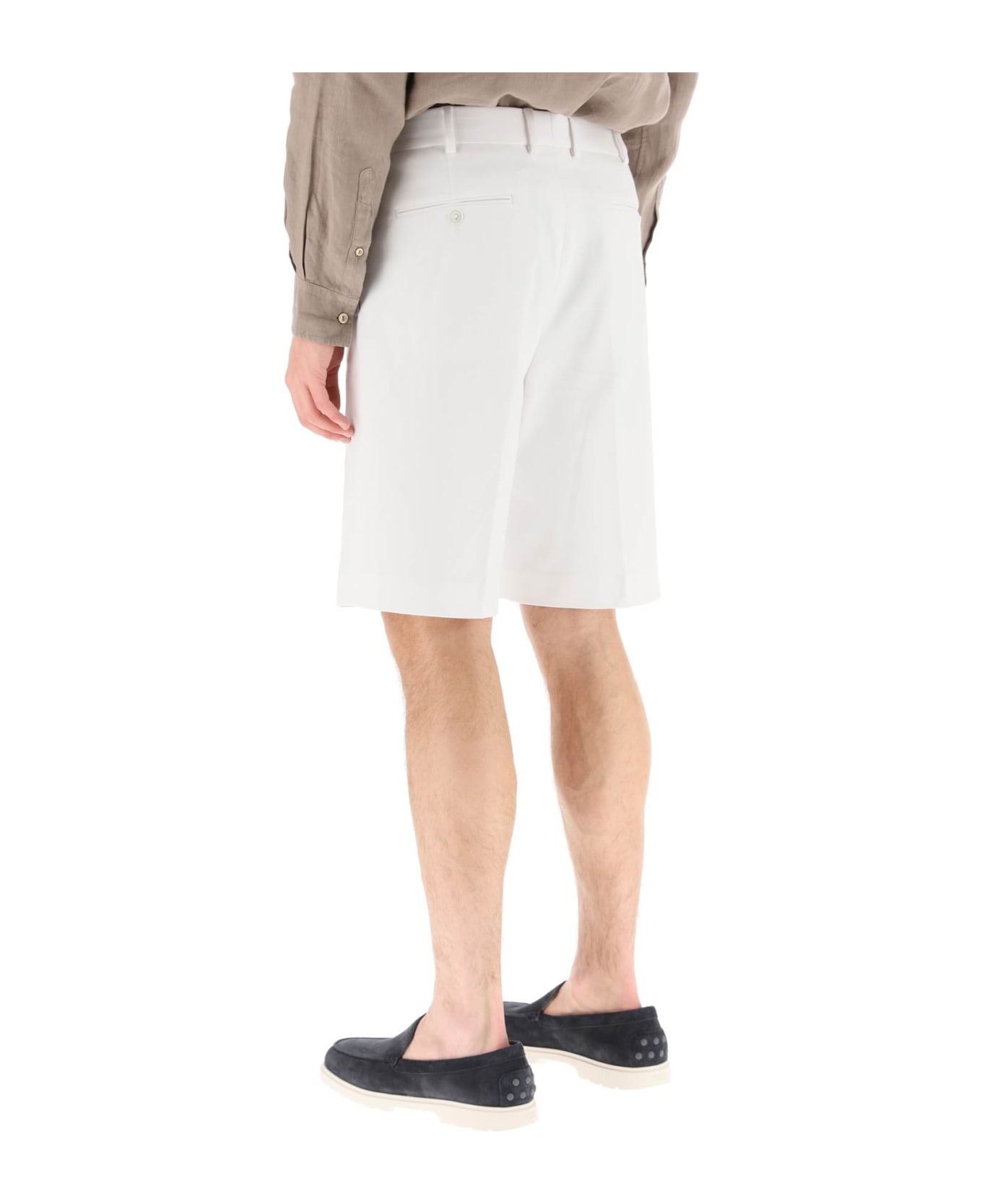 Agnona Single Pleat Cotton Shorts - WHITE (White)