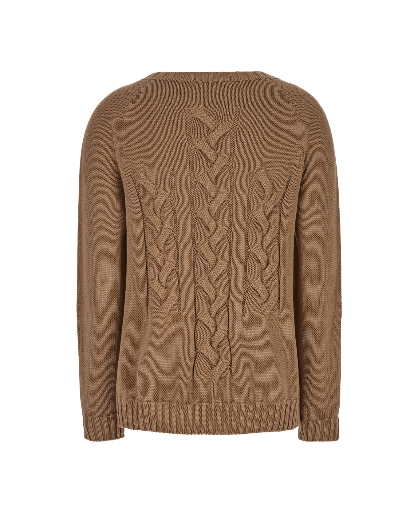 
S Max Mara 
harald
 Beige Cable-knit Sweater With U Neckline In Cotton Woman - Beige