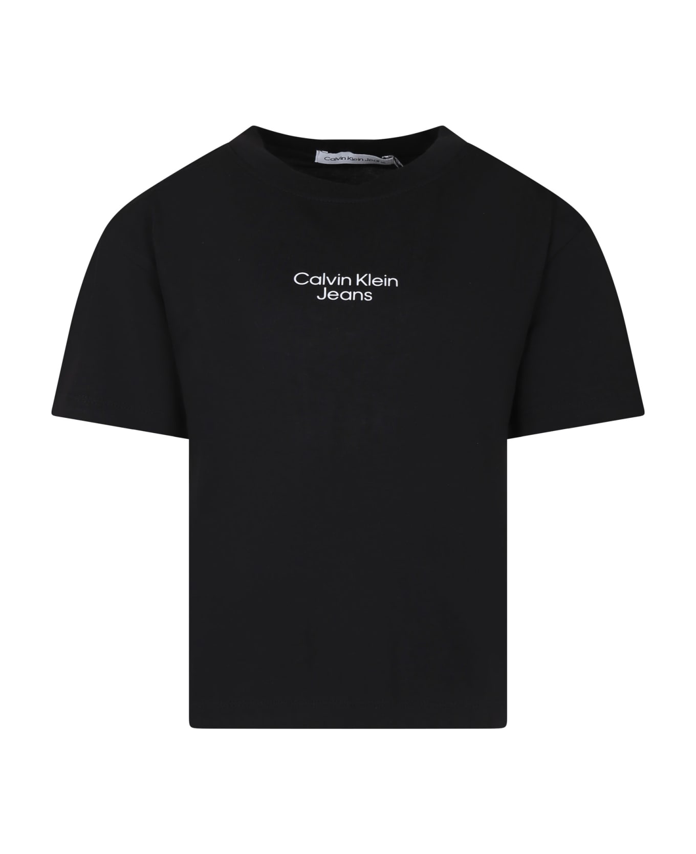 Calvin Klein Black T-shirt For Boy With Logo - Black
