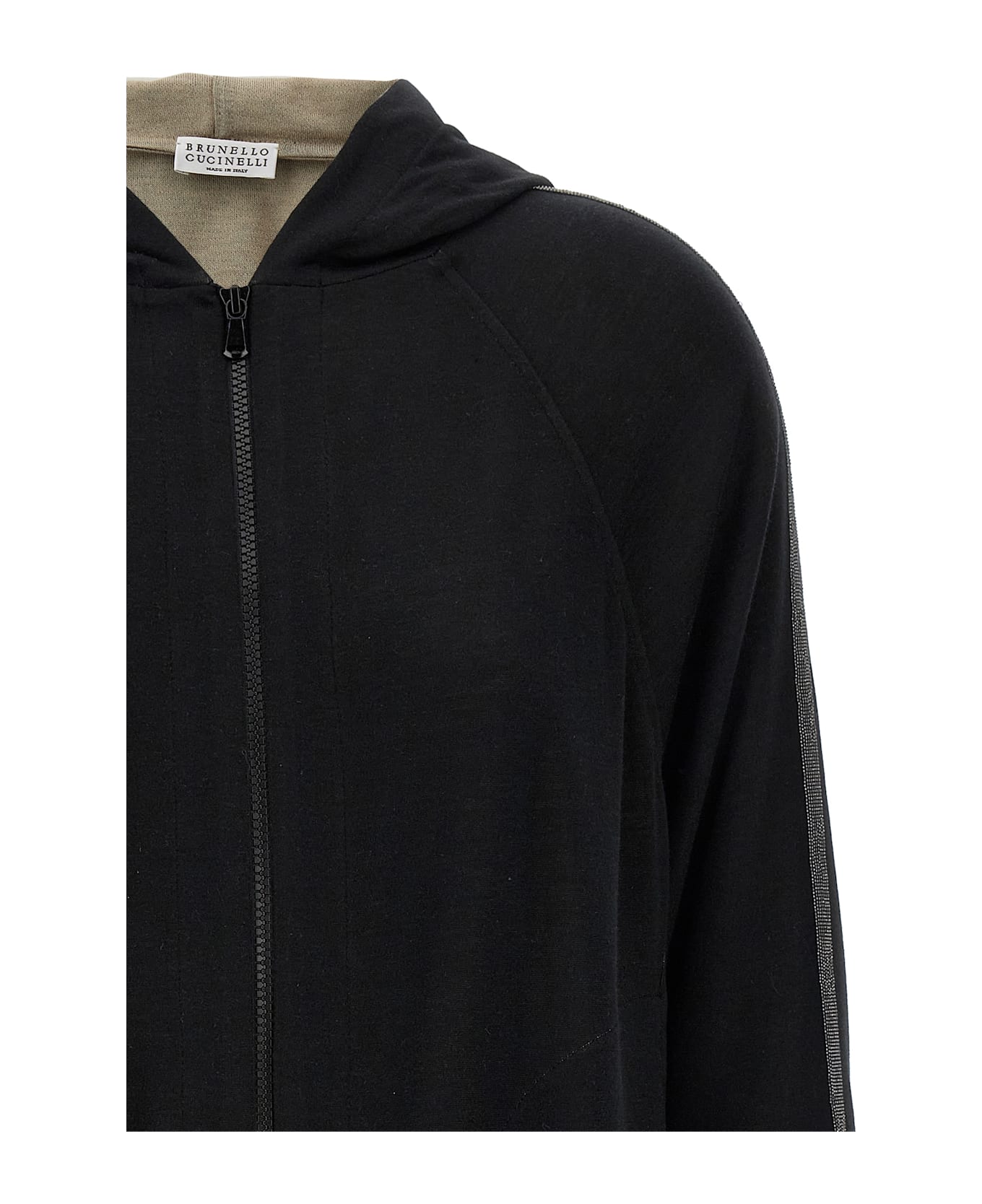 Brunello Cucinelli 
shiny Trims
 Hoodie - Black  