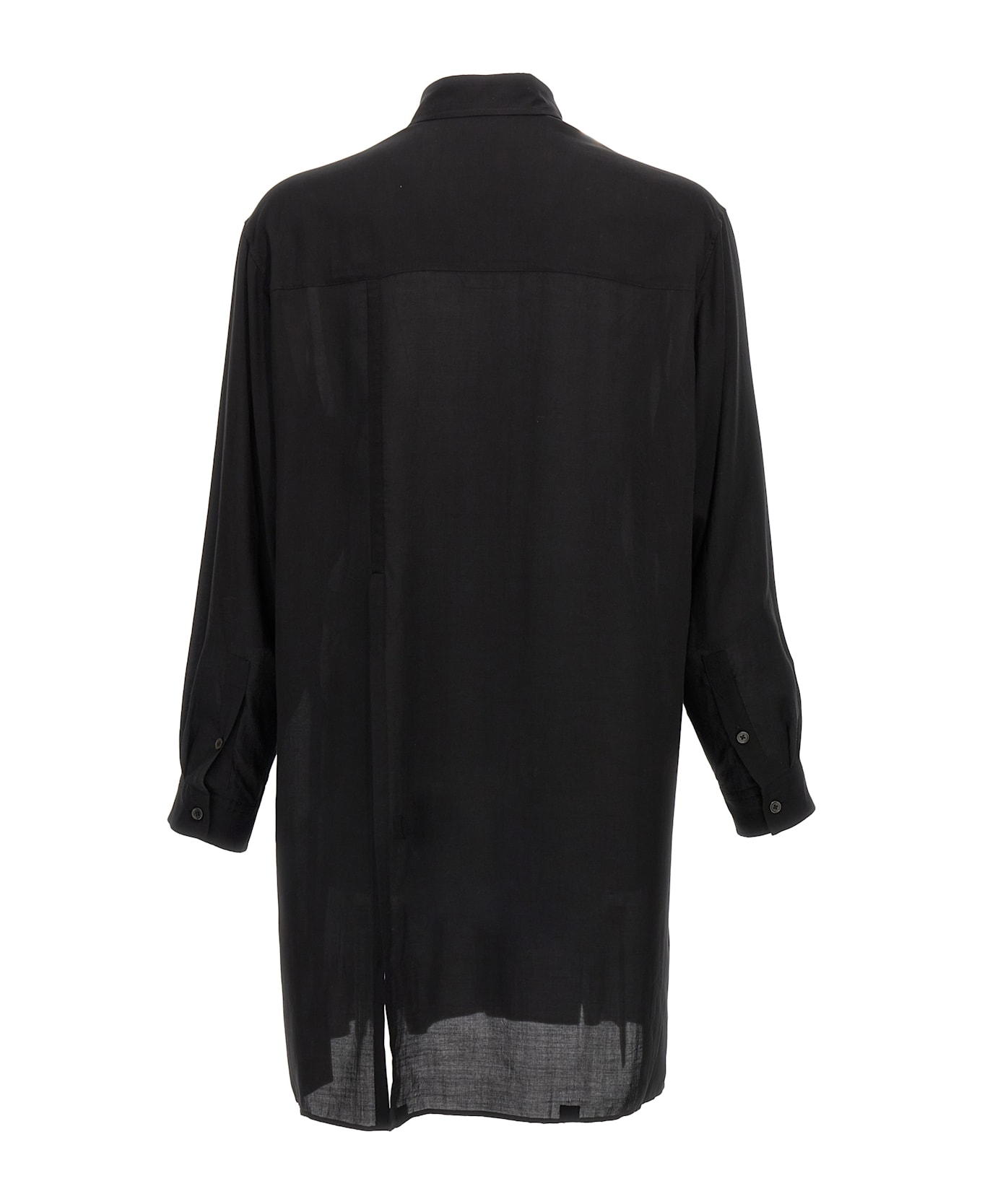 Yohji Yamamoto 
cellulose Lawn Zip Button Blouse
 Shirt - Black  