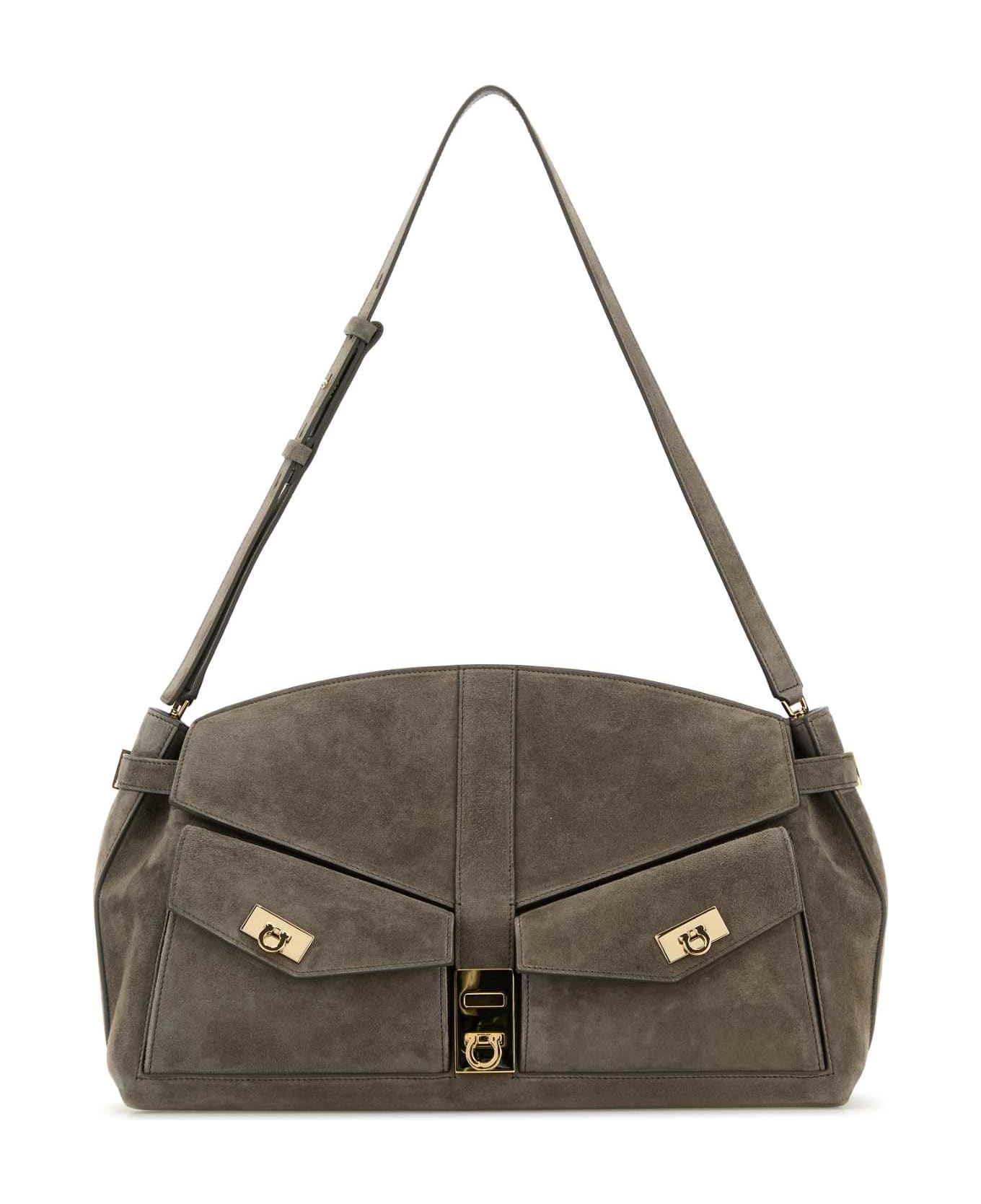 Ferragamo Grey Suede Shoulder Bag - CONCRETE