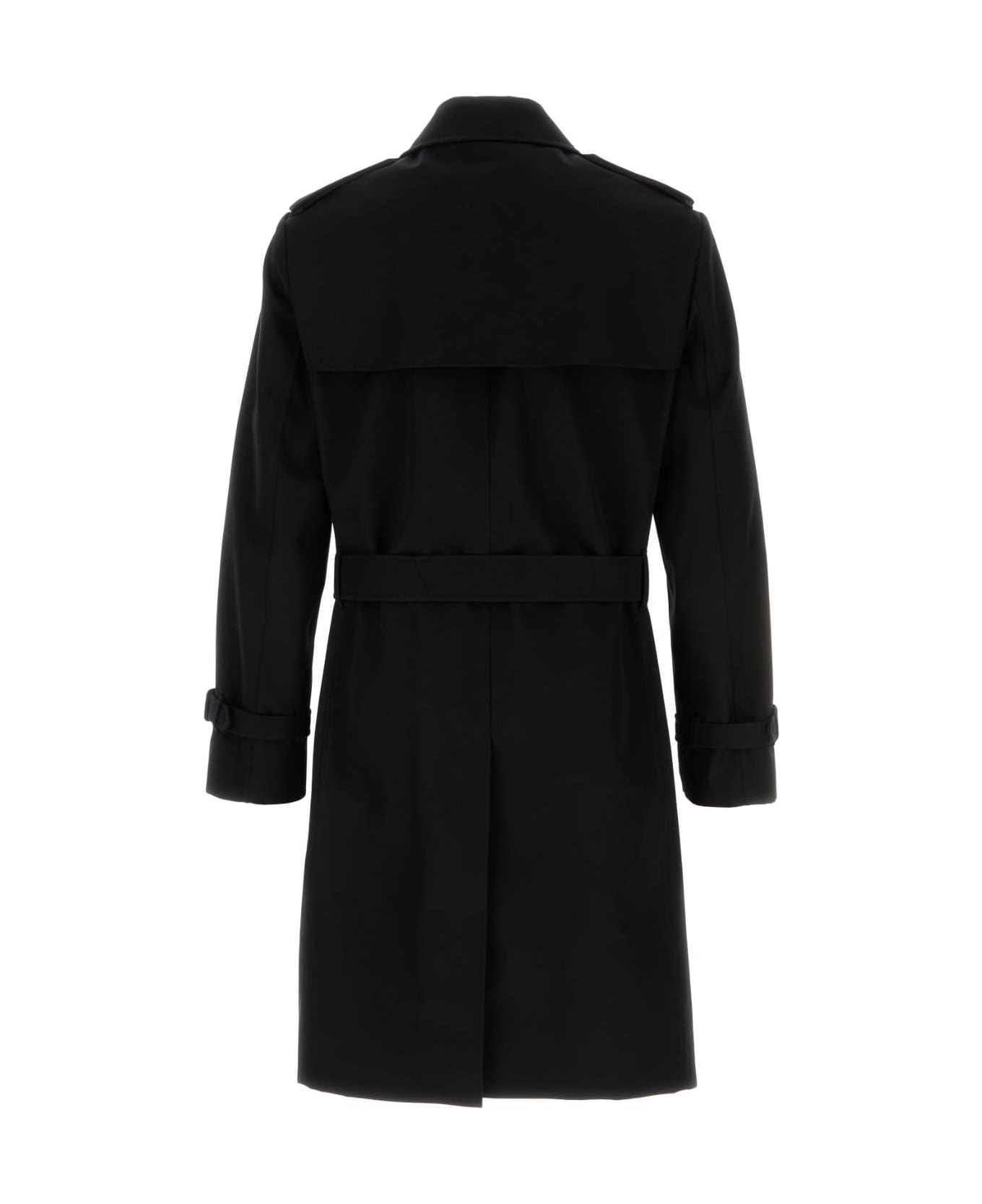 Burberry Black Gabardine Trench Coat - BLACK