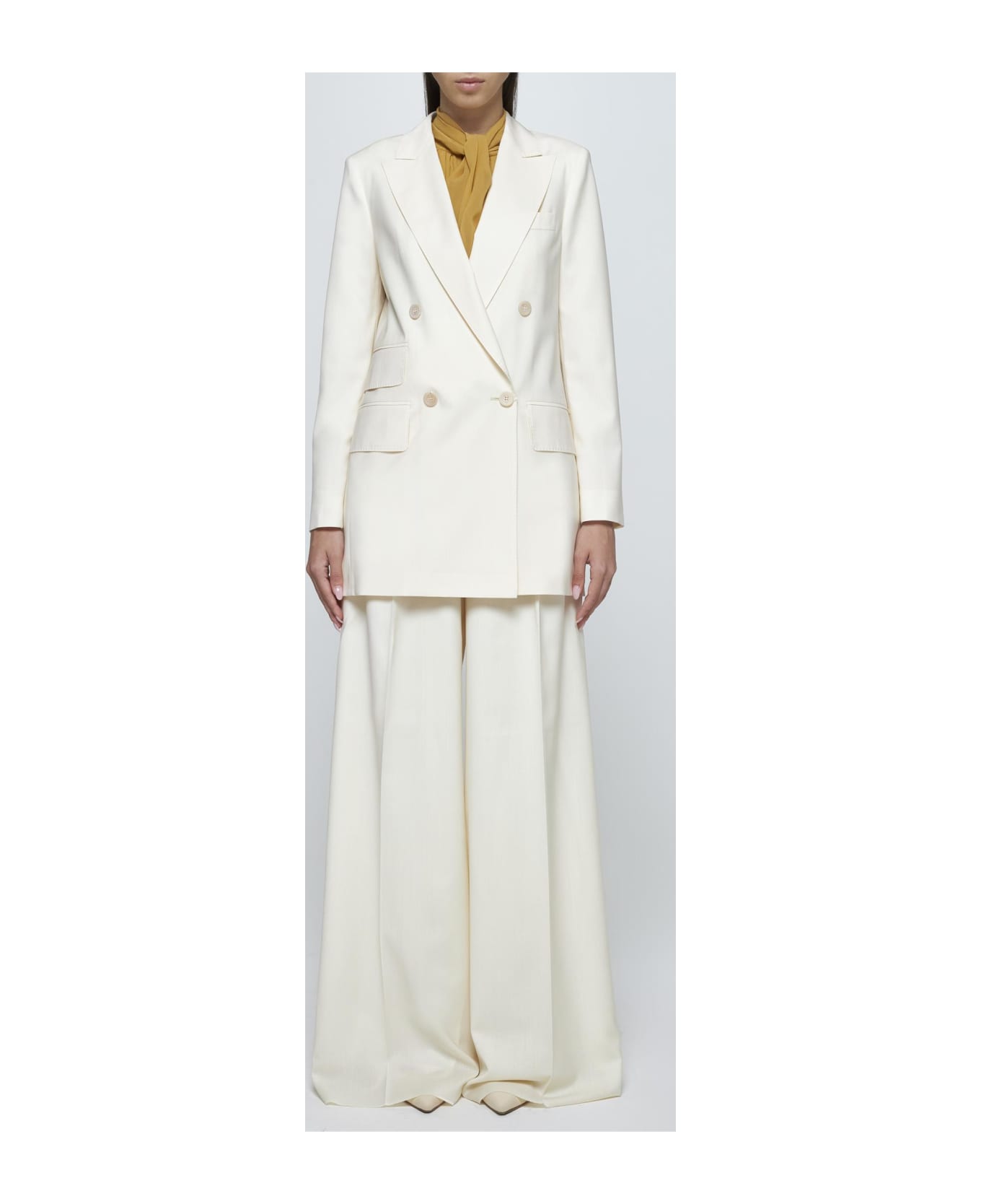 Max Mara Elegia Double-breasted Wool Blazer - Cream