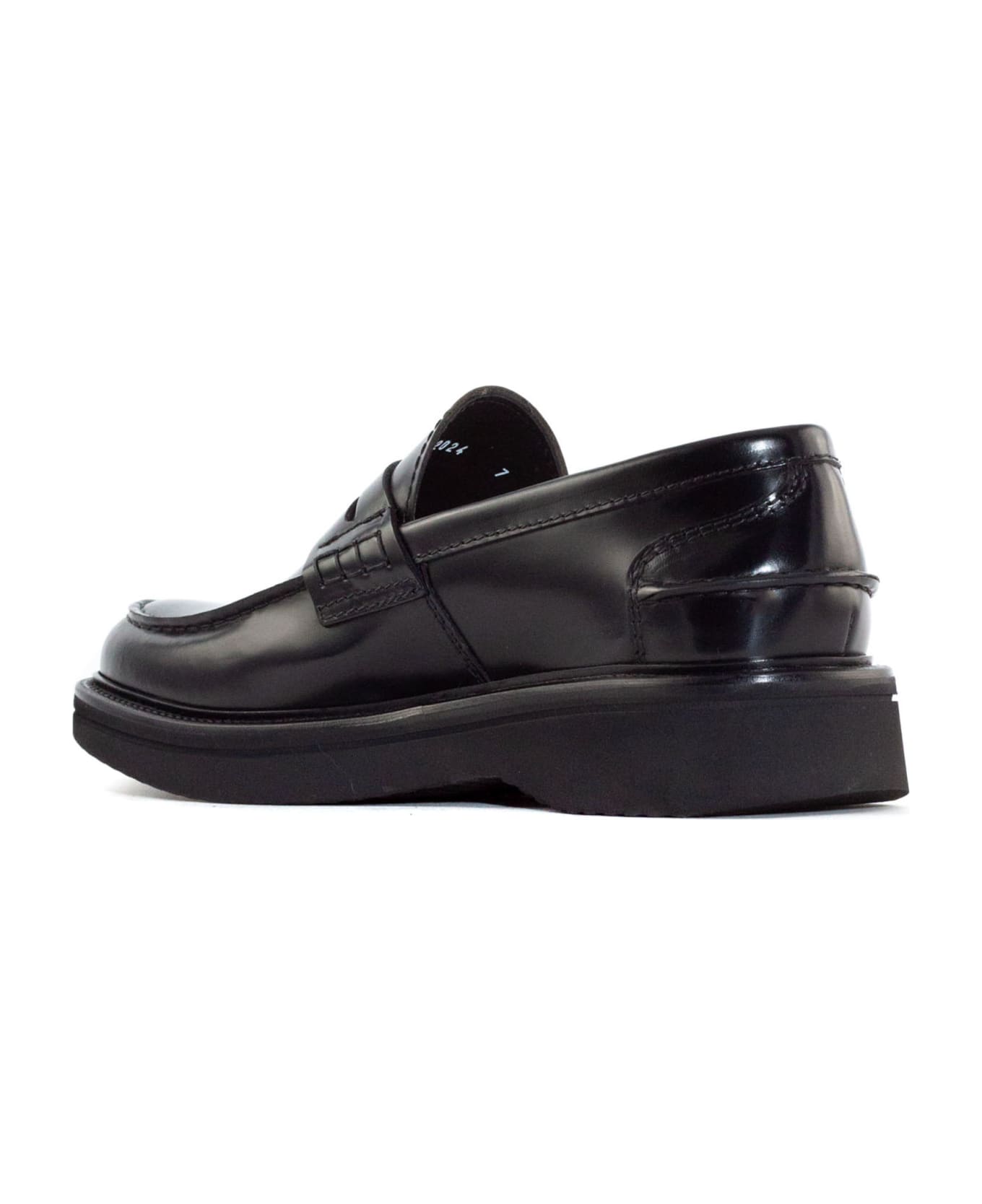 Green George Black Shiny Leather Loafer - Black