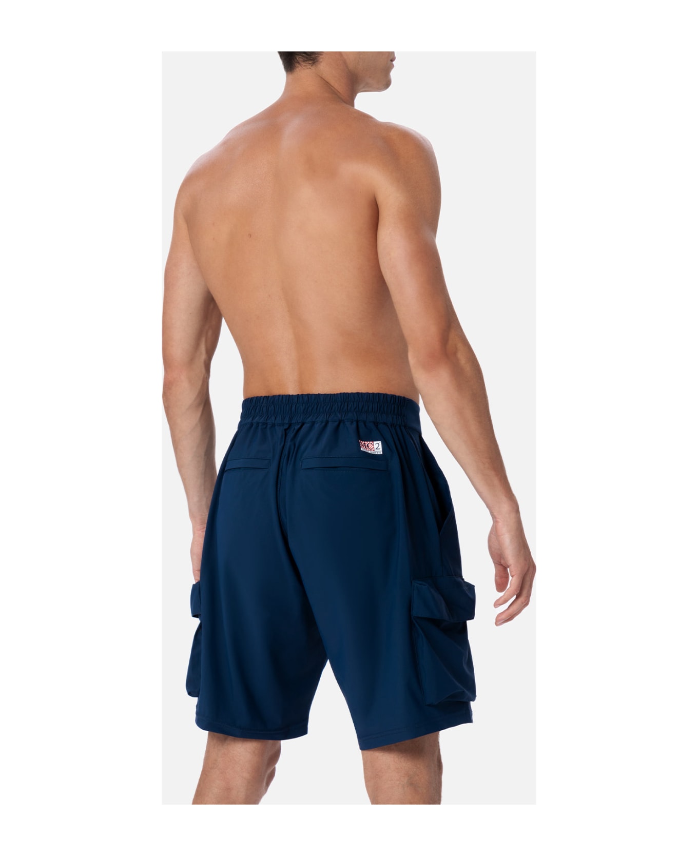 MC2 Saint Barth Navy Blue Technic Fabric Bermuda Shorts Deck - BLUE