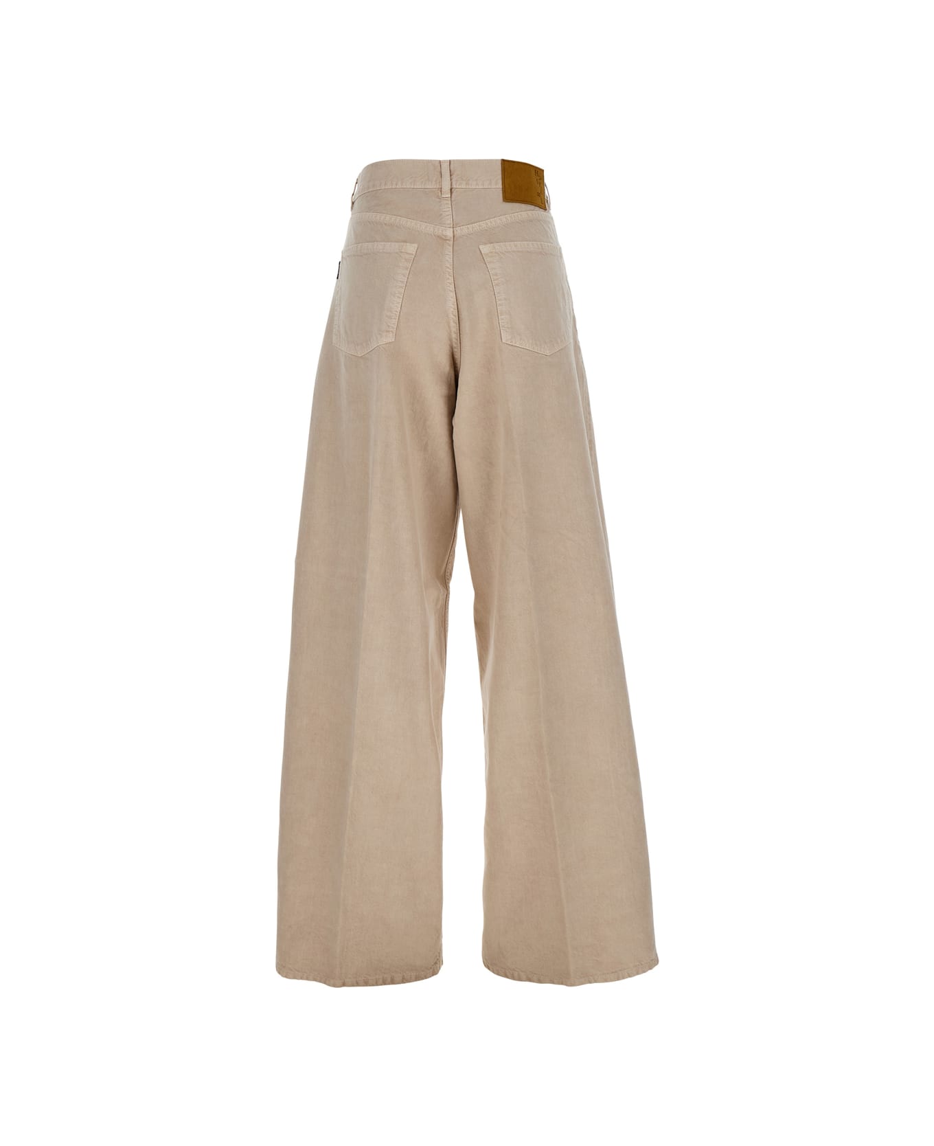Haikure Beige Five Pocket Jeans With Logo Patch On The Back In Cotton Woman - Beige