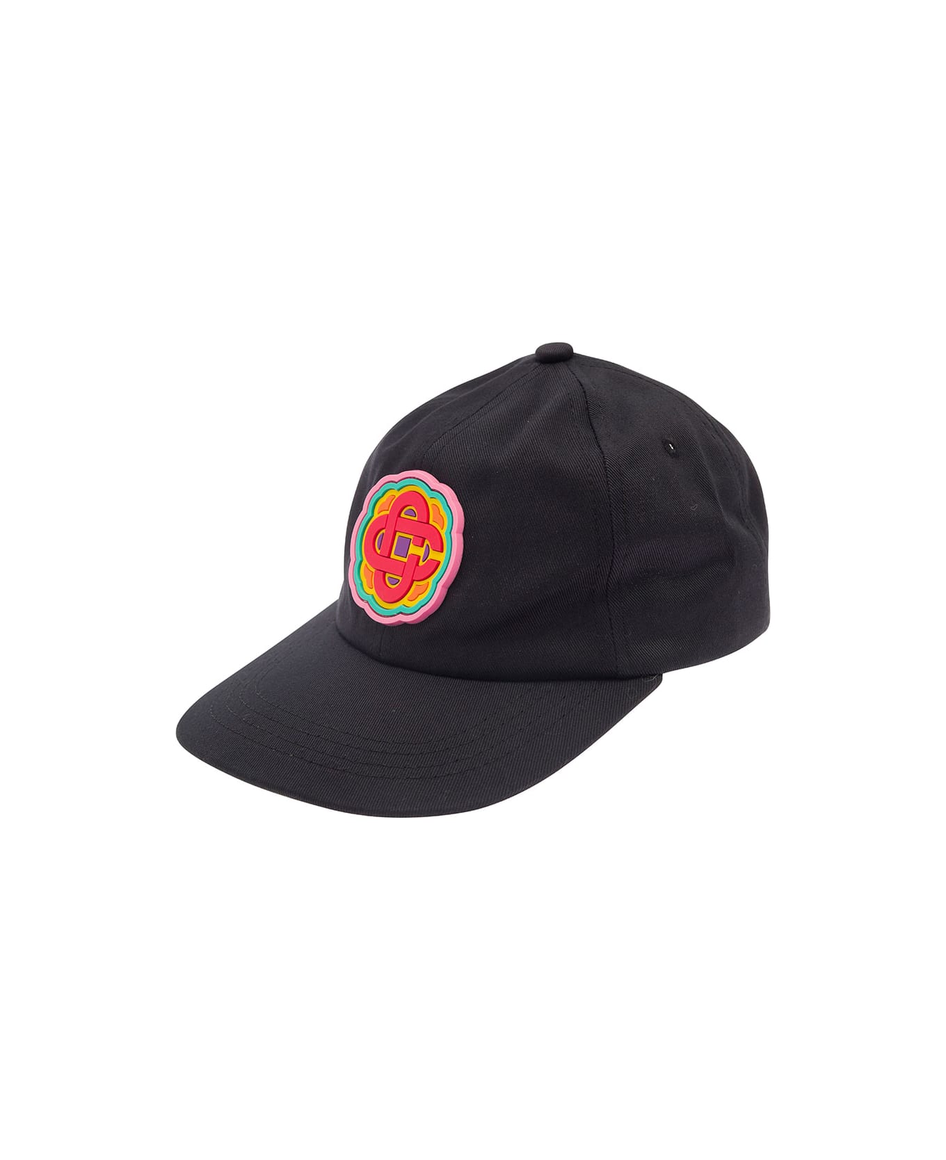 Casablanca Black Baseball Cap With Logo Patch In Cotton Man - Black