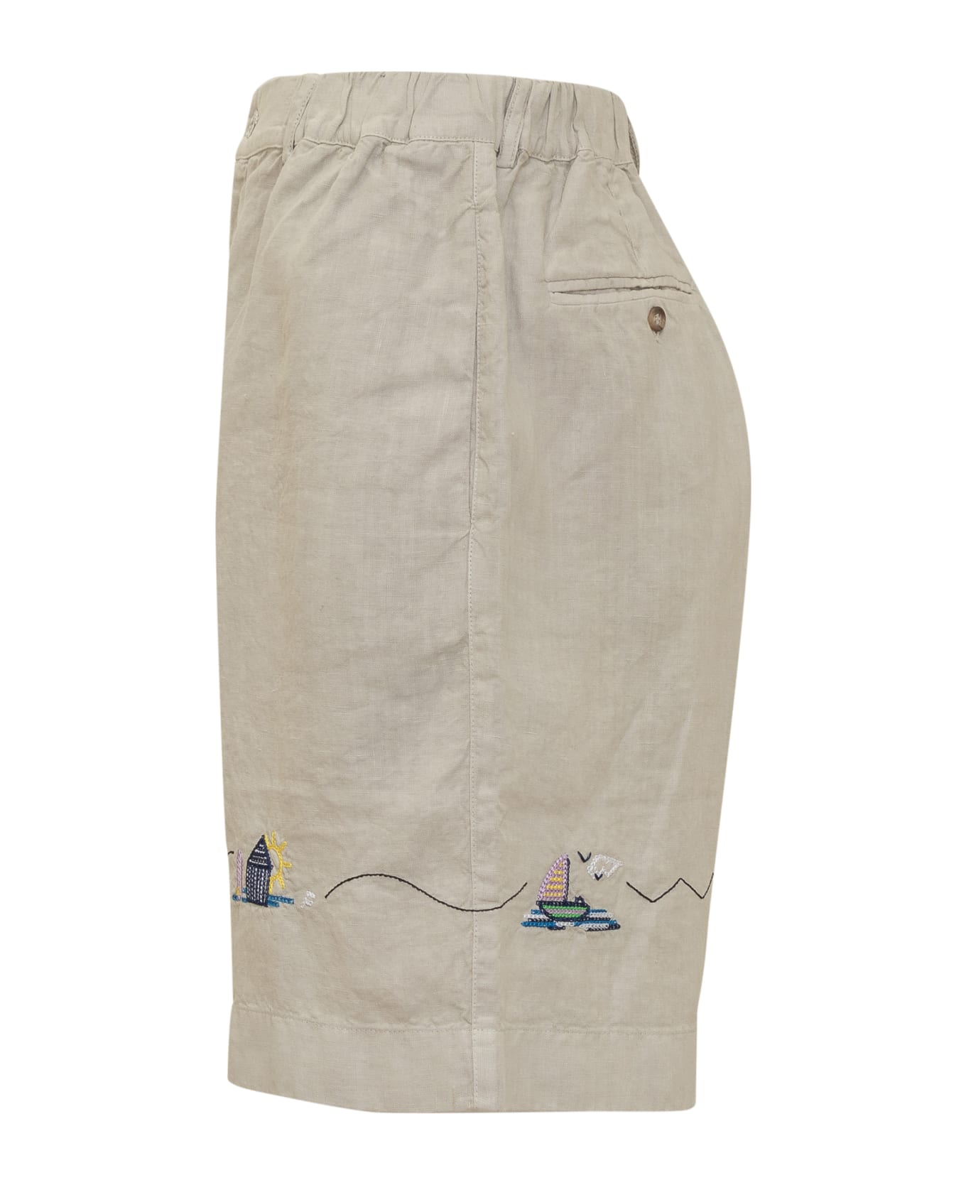 Nick Fouquet Shorts With Embroidery - LIGHT BEIGE ショートパンツ