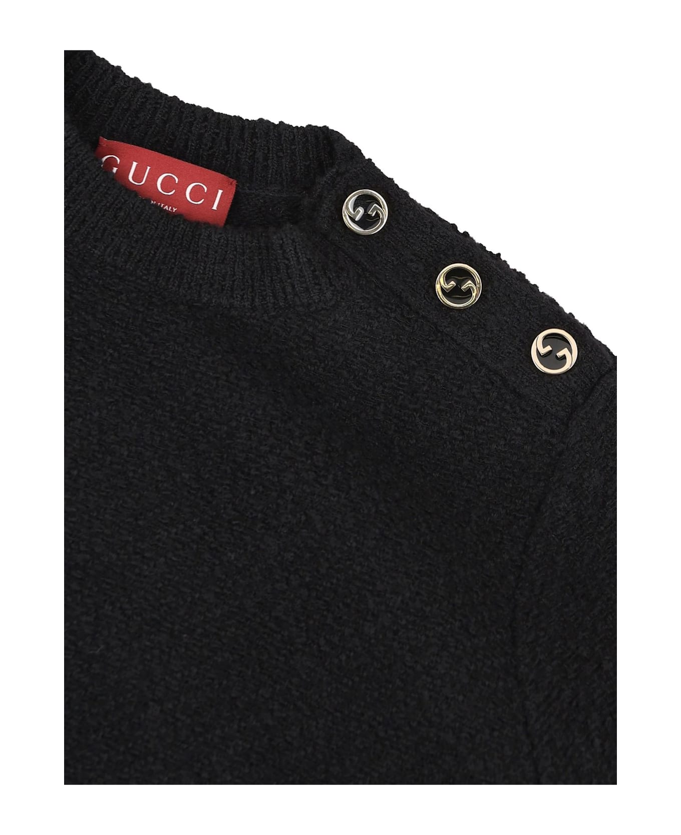 Gucci Interlocking G Buttoned Knit Top - Black