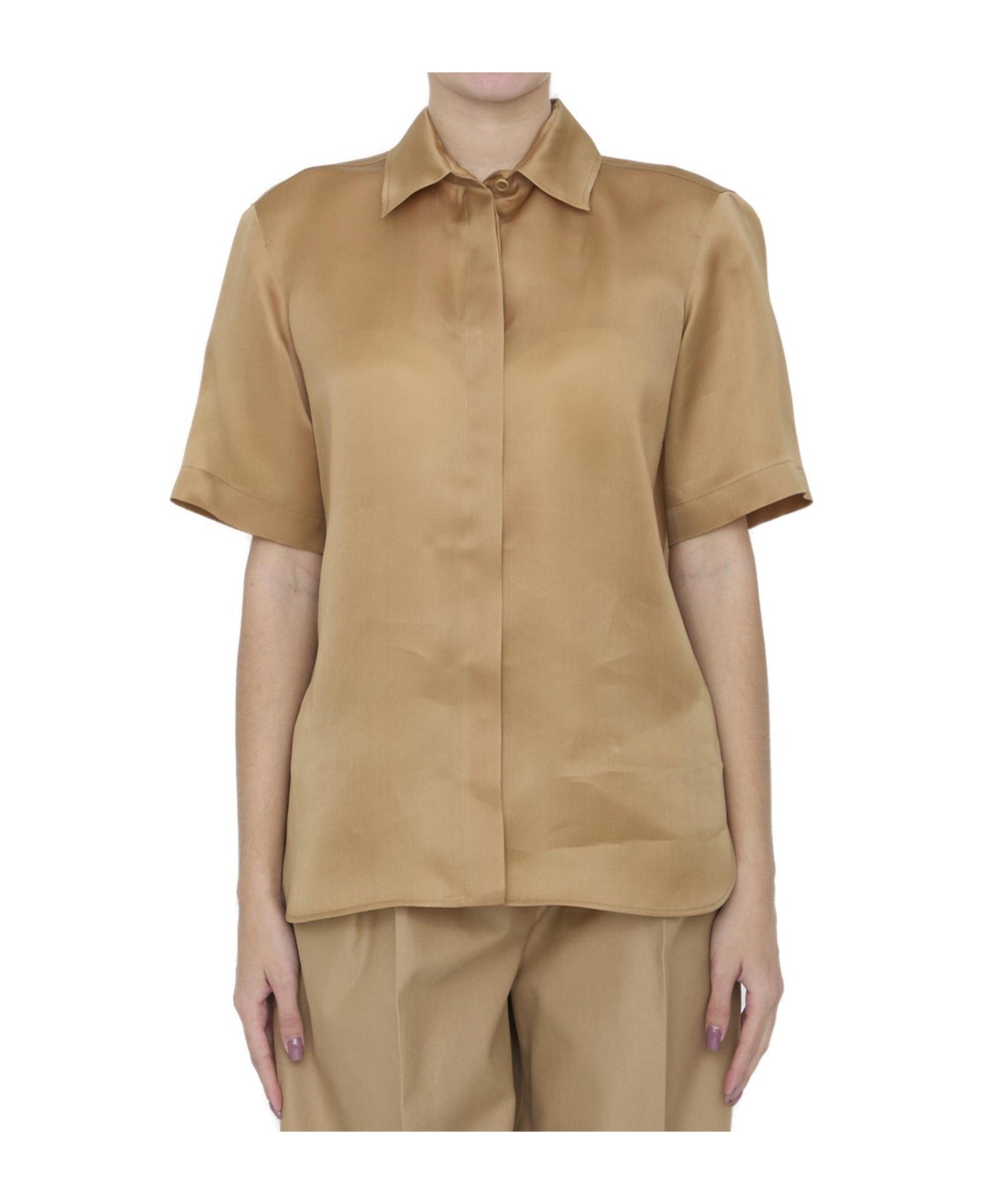Max Mara Buttoned Short-sleeved Shirt - BEIGE