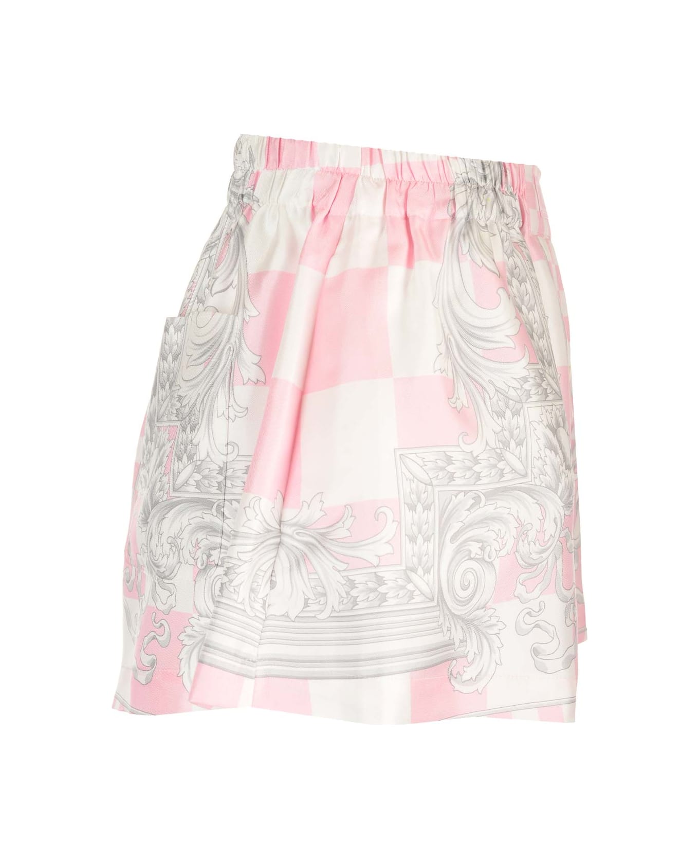 Versace Silk Duchesse Shorts - Rosa e Bianco