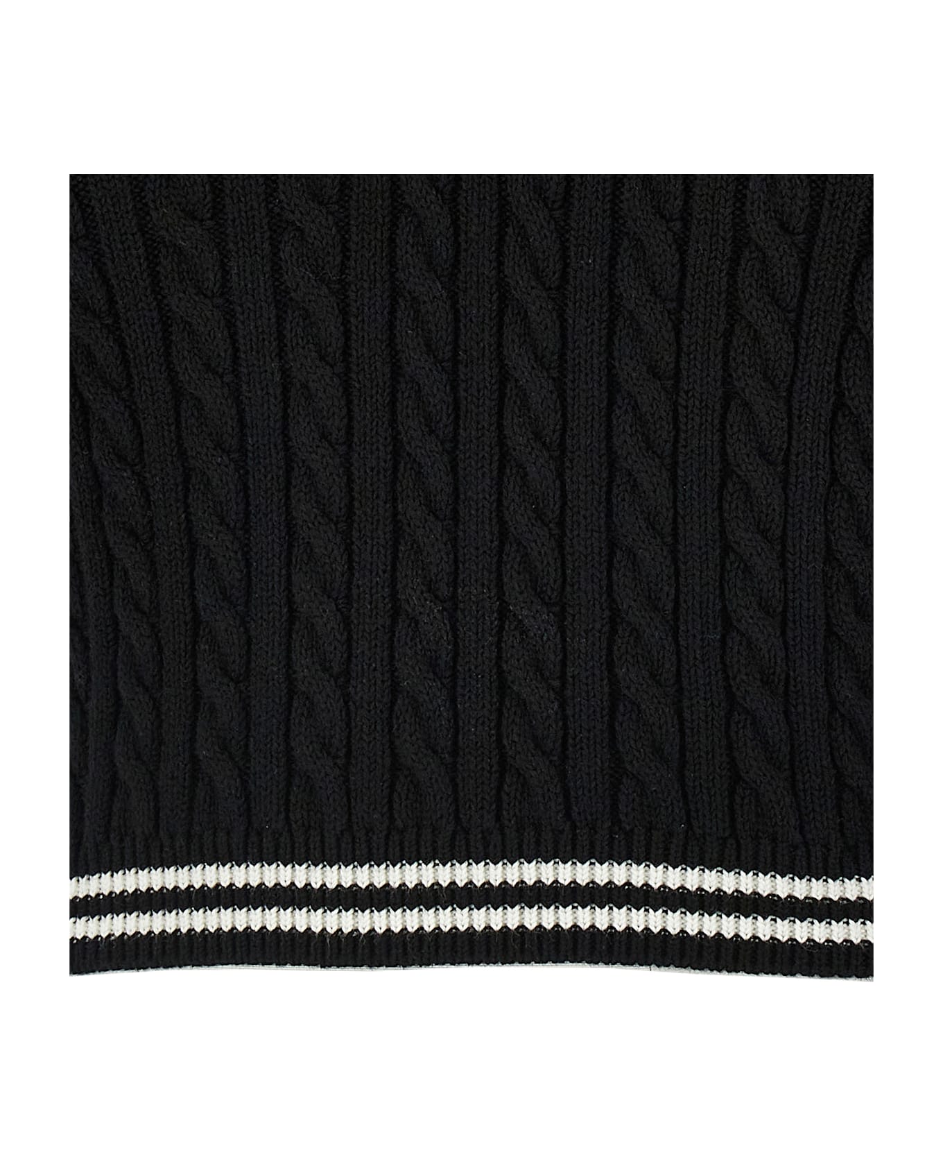 Alessandra Rich Braided Polo Shirt - White/Black