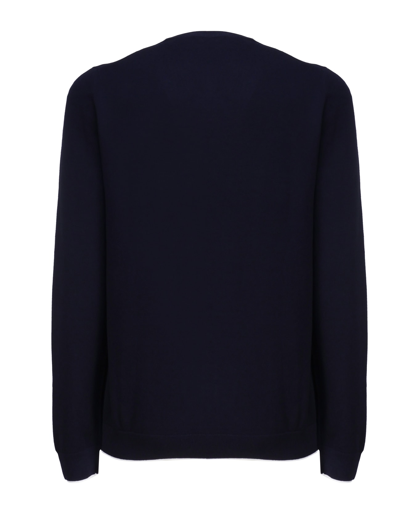 Fay Cotton Sweater With Round Neck - (blu royale)+(bianco)