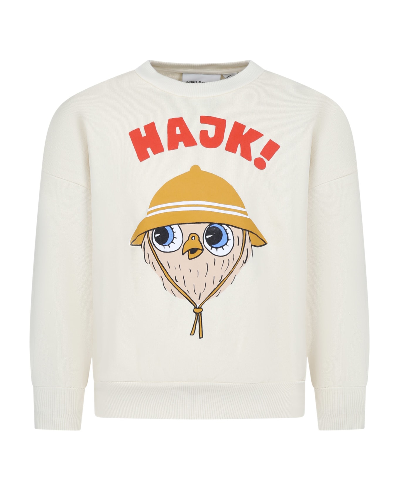 Mini Rodini Ivory Sweatshirt For Kids With Owl - Ivory