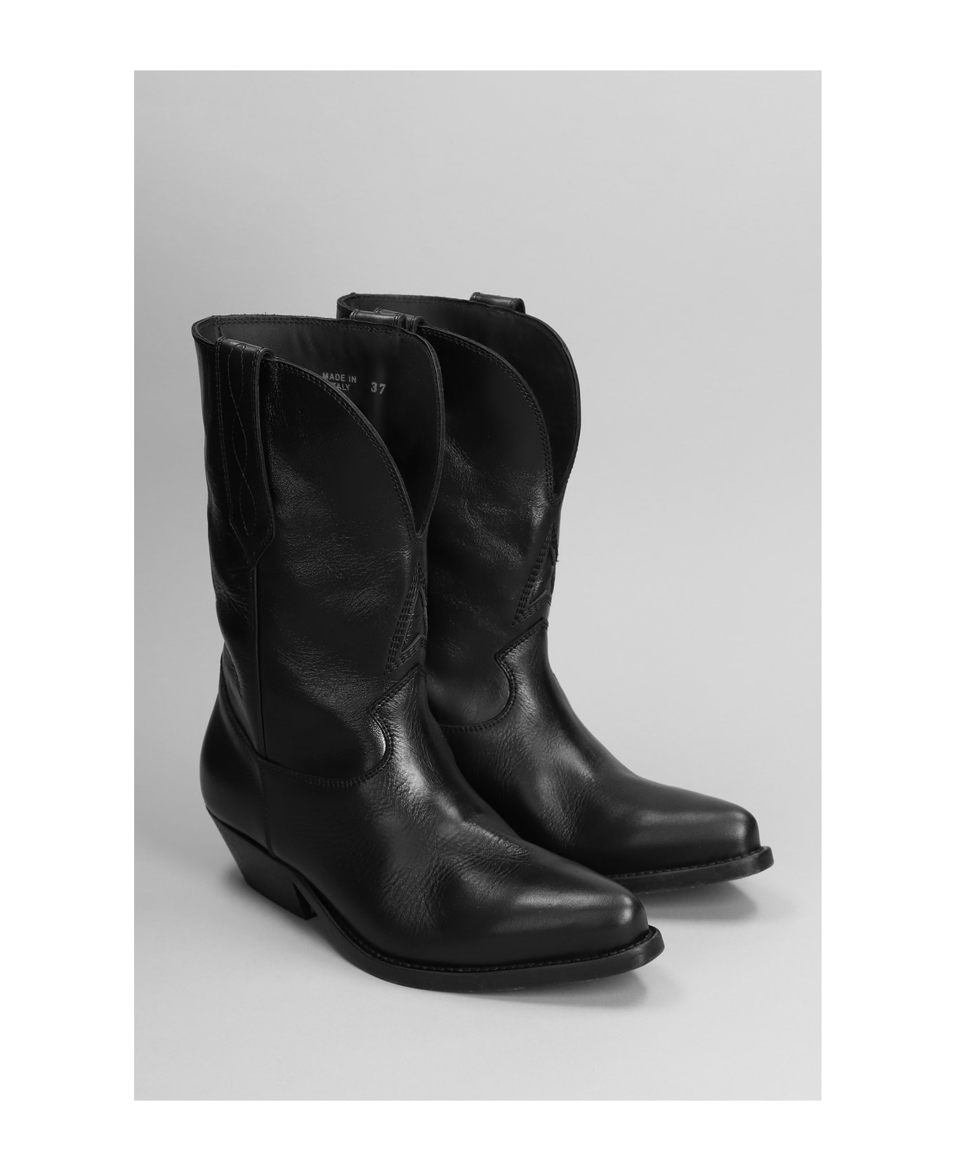 Golden Goose Wish Star Texan Boots In Black Leather - black