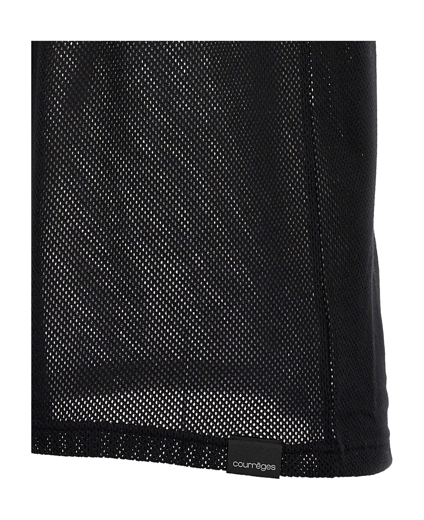 Courrèges Mesh Fabric Polo Shirt - Black  