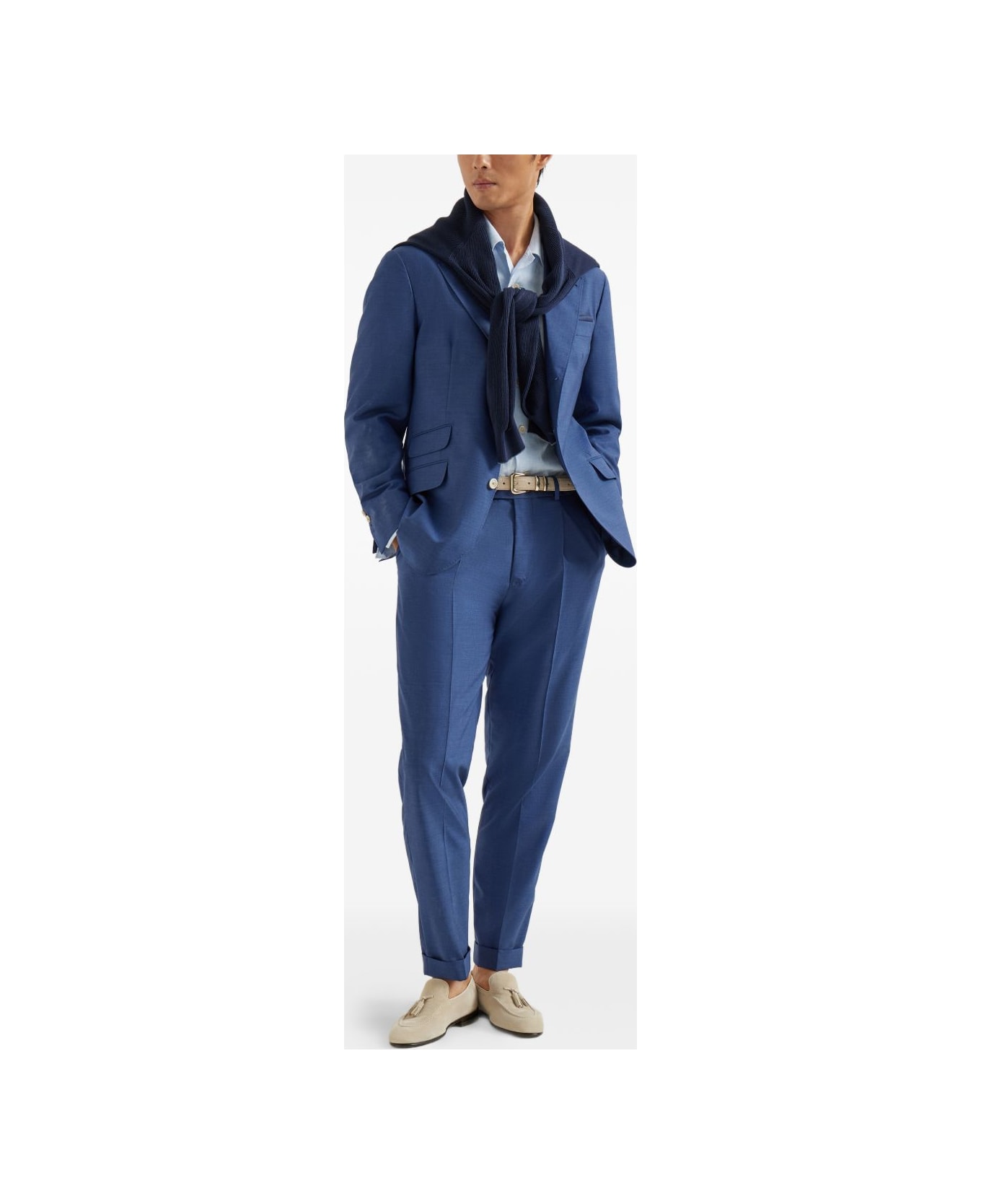 Brunello Cucinelli Linen And Cotton Blend Shirt - Clear Blue