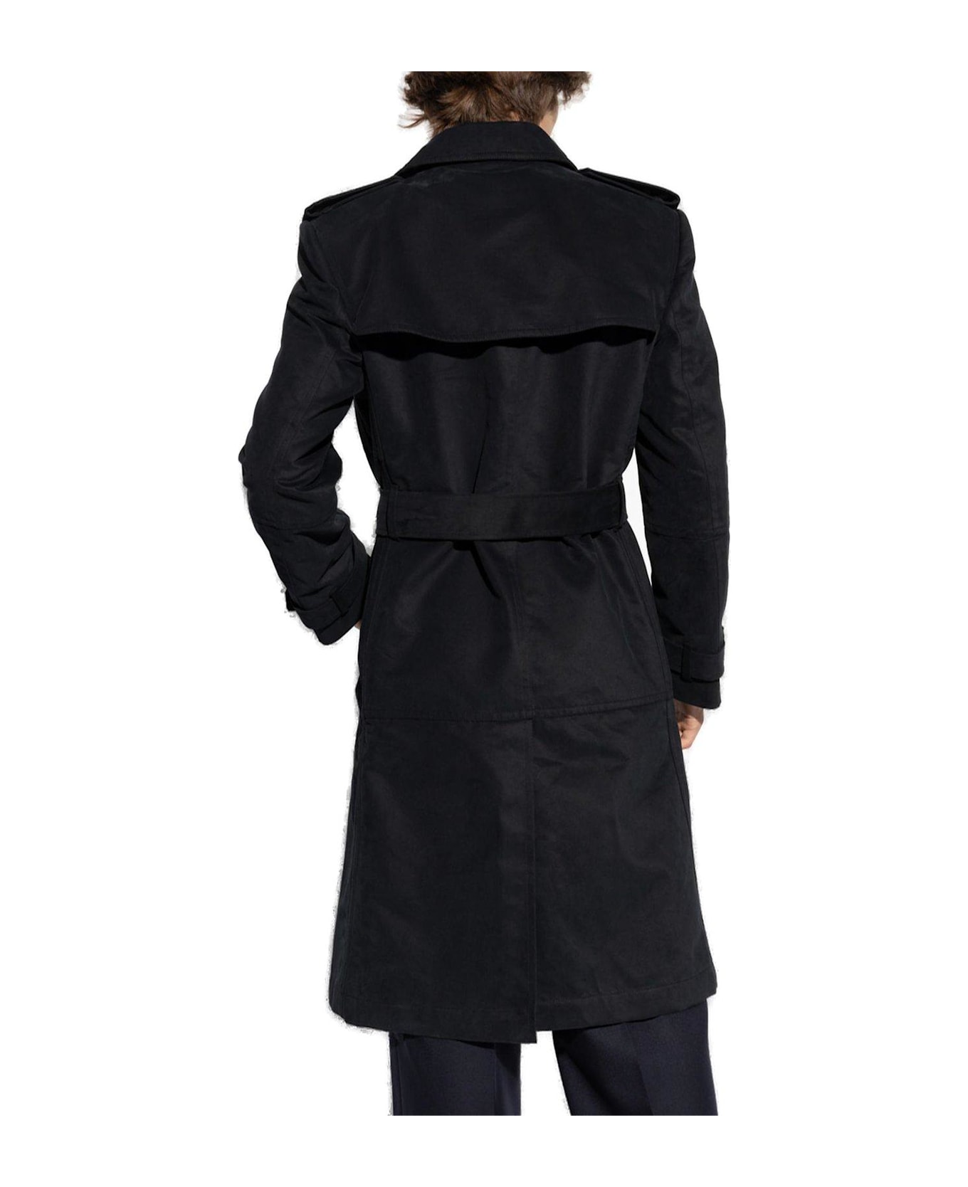 Burberry Double Breasted Belted Trench Coat - Black