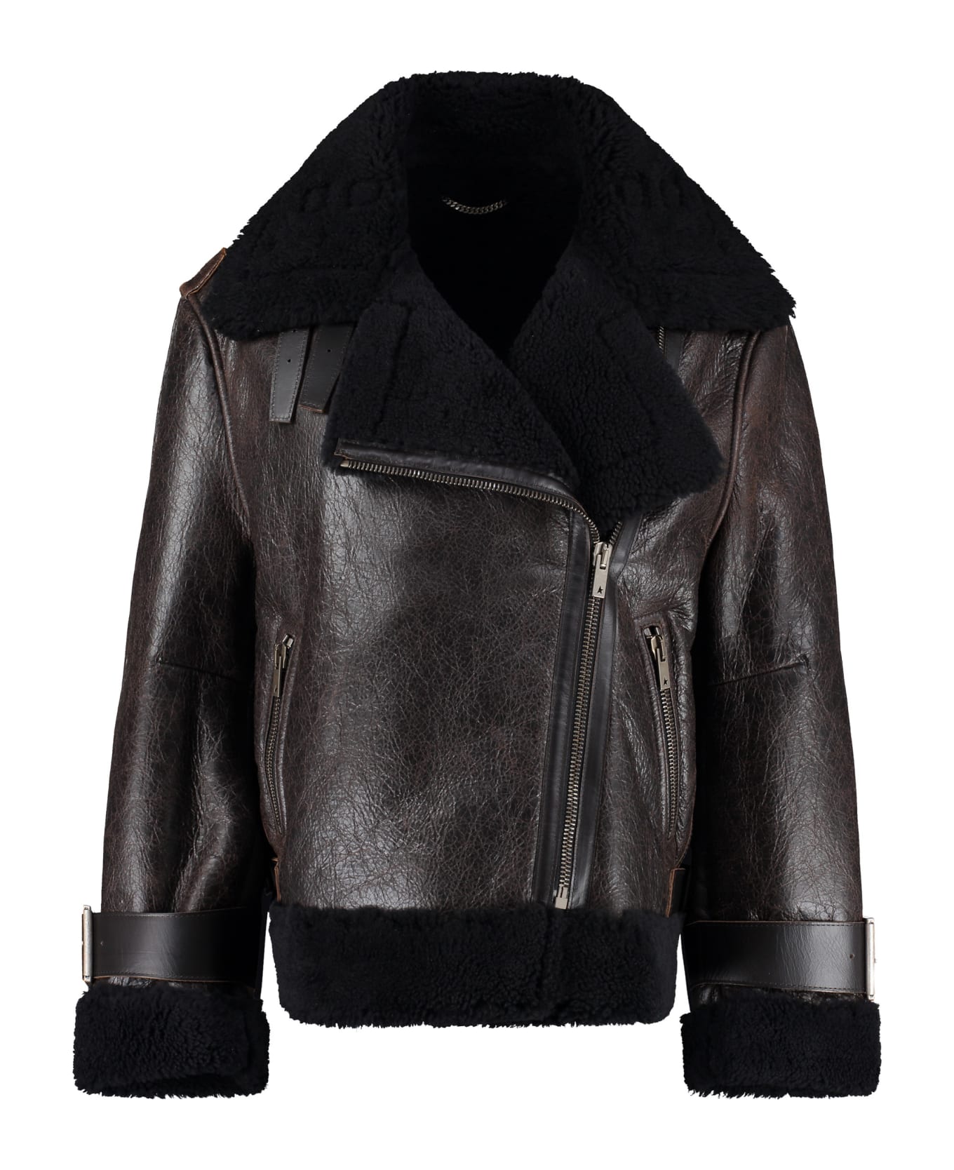 Golden Goose Fosca Shearling Jacket With Maxi Lapels - brown