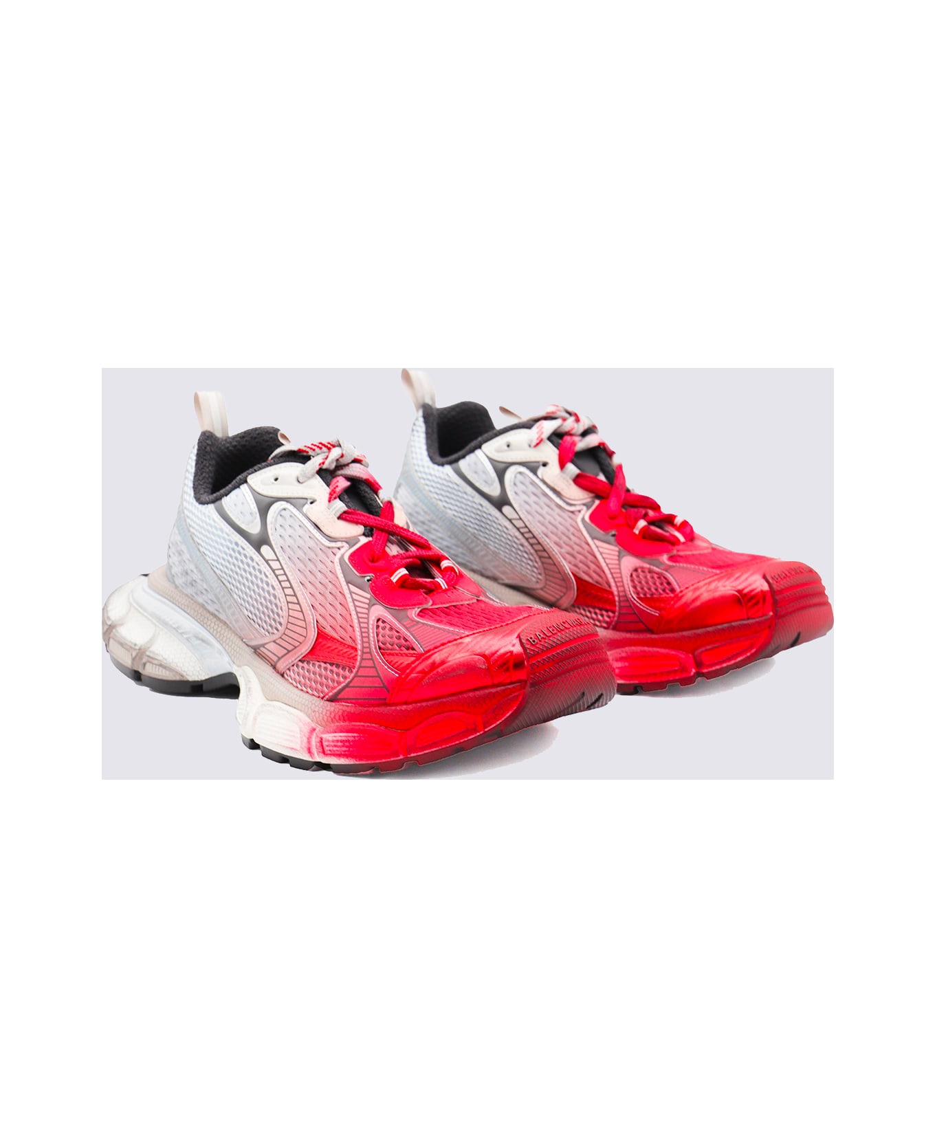 Balenciaga White Grey Red 3xl Toe Spray Sneakers - Red