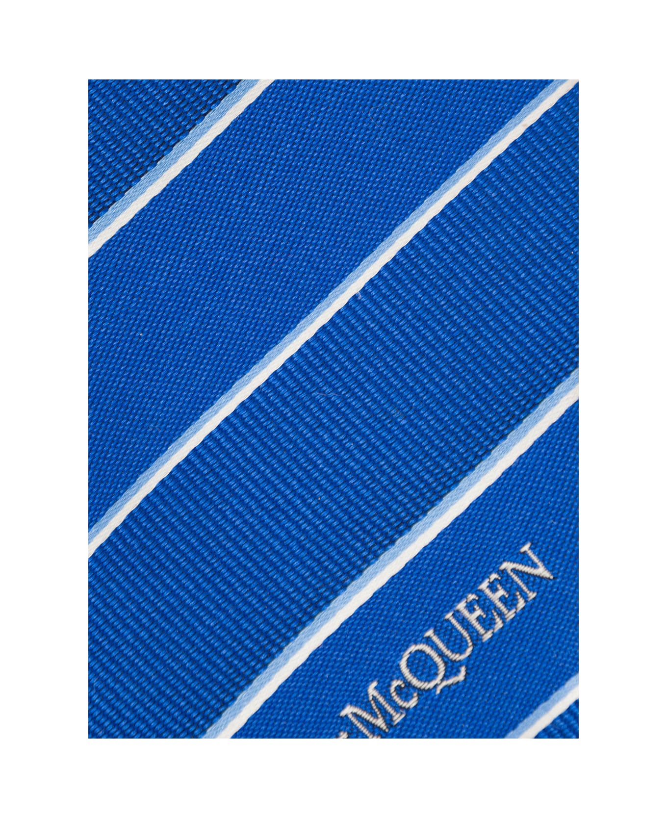Alexander McQueen Man's Striped Blue Silk Tie - Blu
