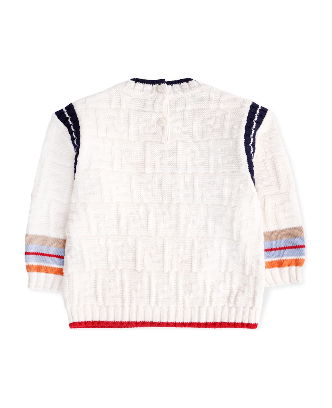 Fendi Ivory Sweater With All-over Ff For Baby - Ivory