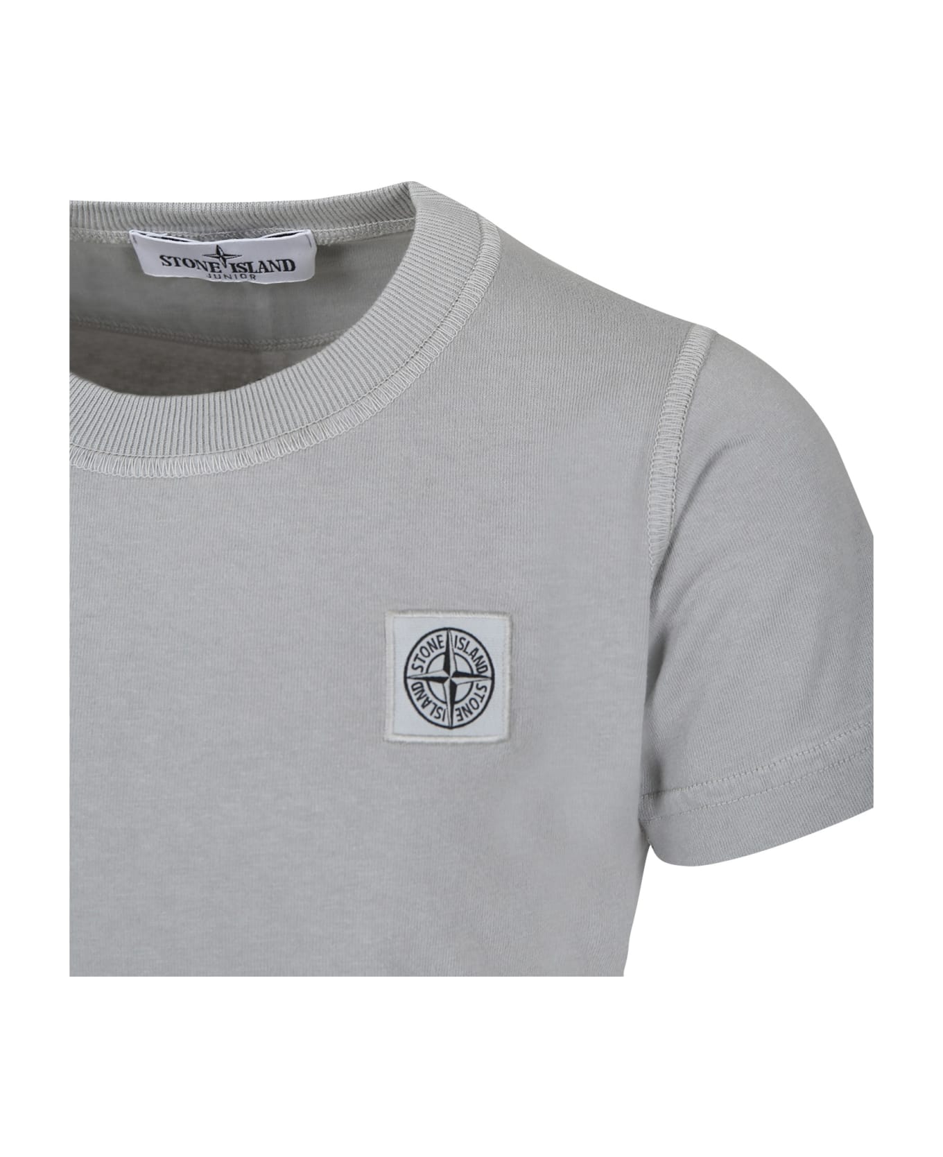 Stone Island Junior Grey T-shirt For Boy With Logo - Grey
