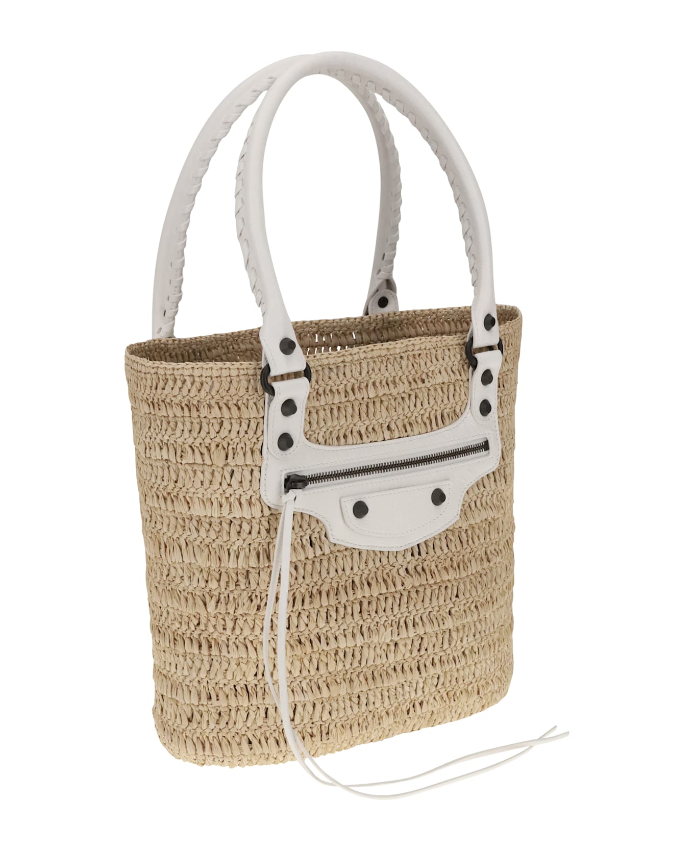 Balenciaga Le City Small Straw Shoulder Bag