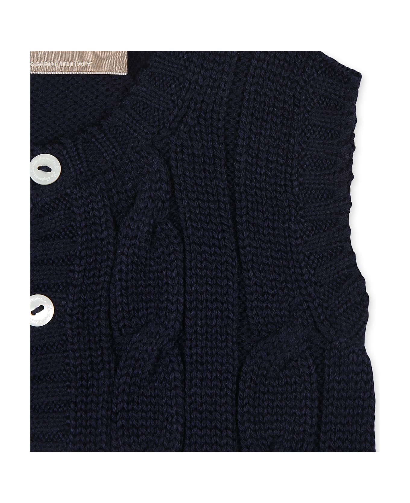 La stupenderia Blue Kinit Vest For Baby Boy - Blue