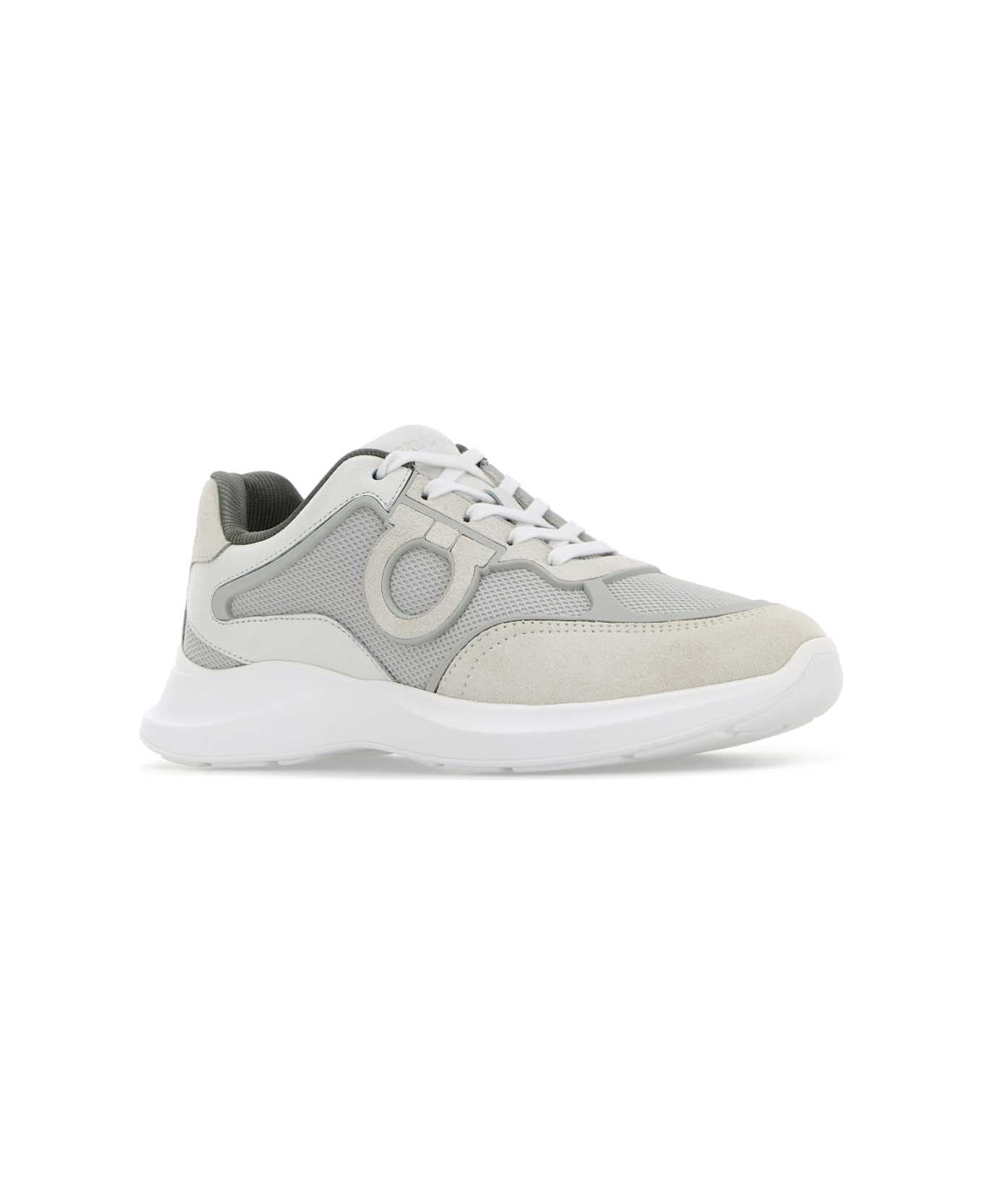Ferragamo White Leather And Mesh Bay Man Sneakers - BIANCOOTT