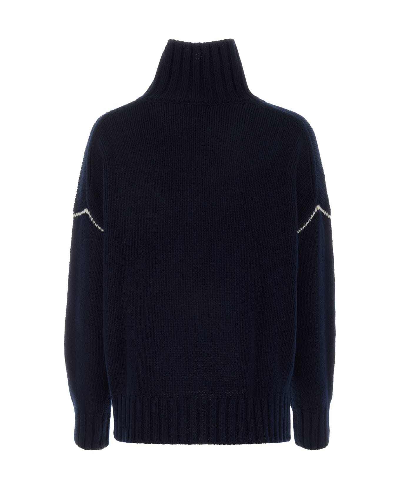 Woolrich Midnight Blue Wool Sweater - MELTONBLUE