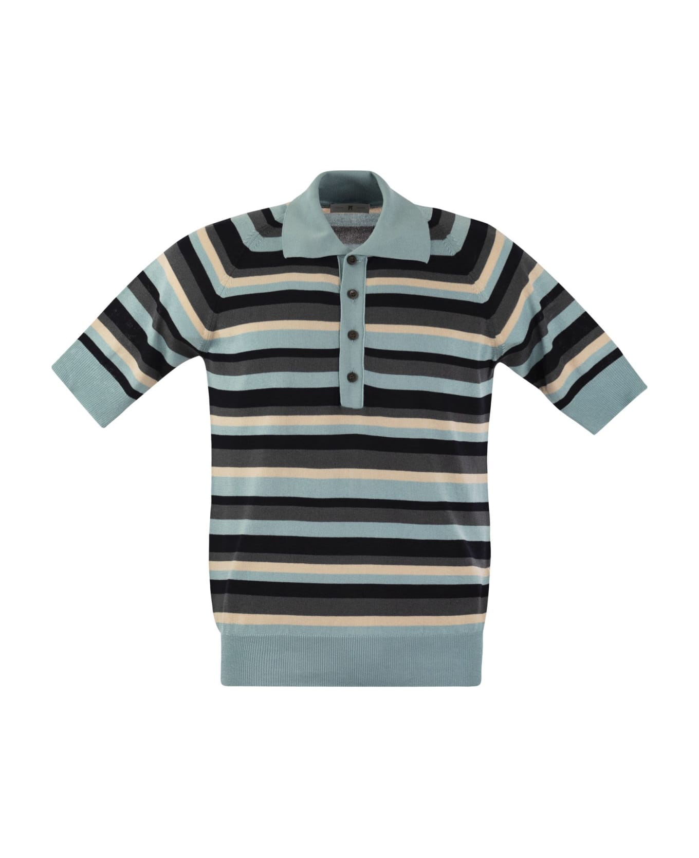 PT Torino Cotton And Viscose Polo Shirt - Grey/light Blue