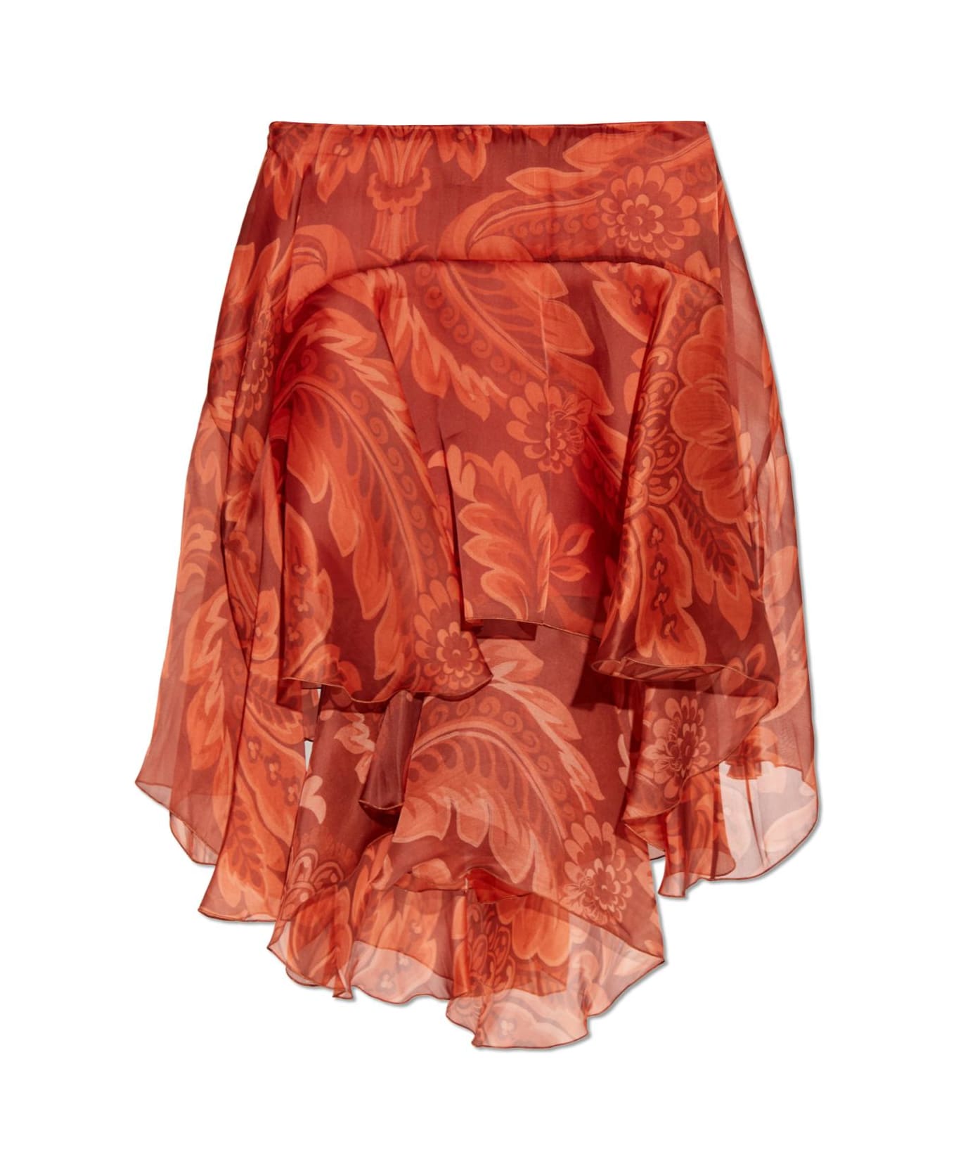 Etro Silk Asymmetrical Skirt - ORANGE