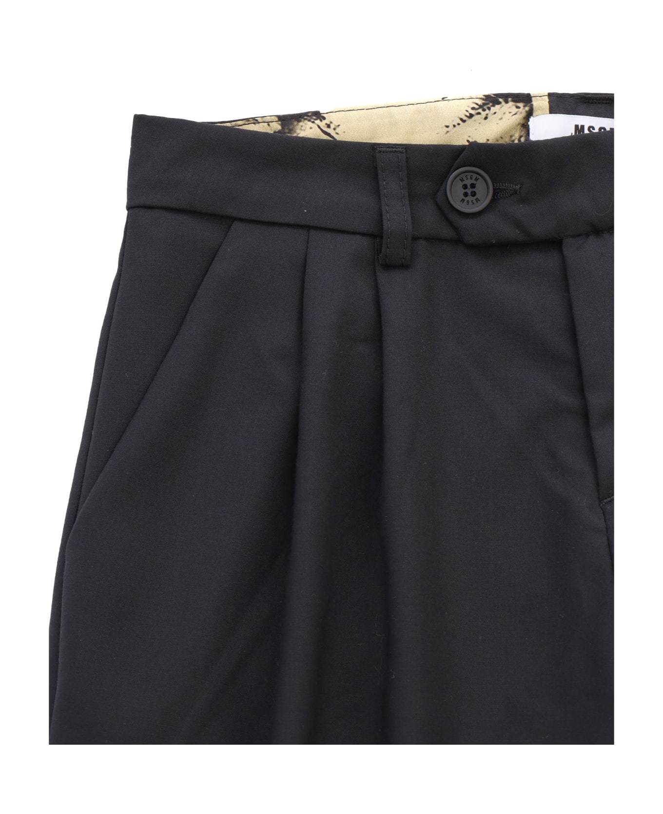 MSGM Black Wide-leg Trousers - BLACK
