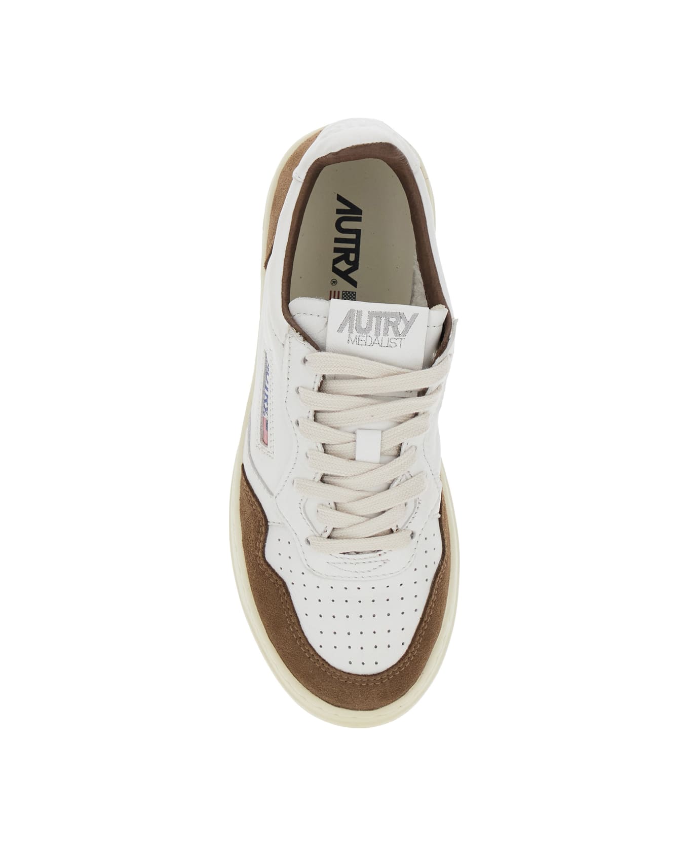 Autry 'medalist' White Low Top Sneakers With Logo Detail In Leather And Suede Woman - White