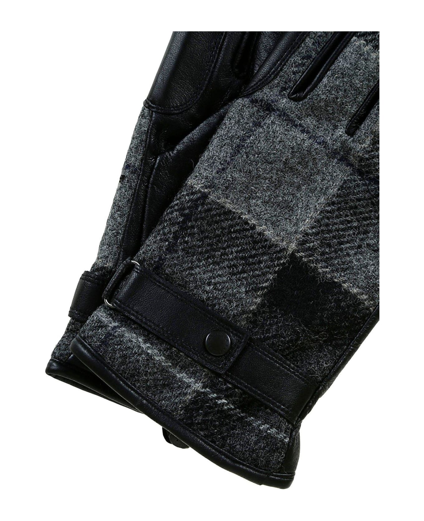 Barbour Black And Grey Tartan Wool Gloves - Black/grey