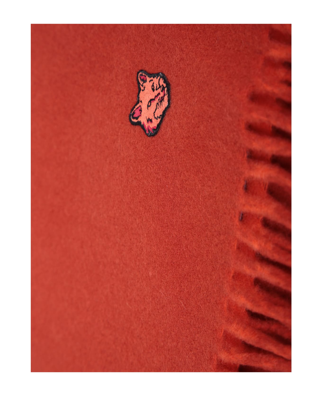 Maison Kitsuné Fox Head Red Scarf By Maison Kitsune' - Red