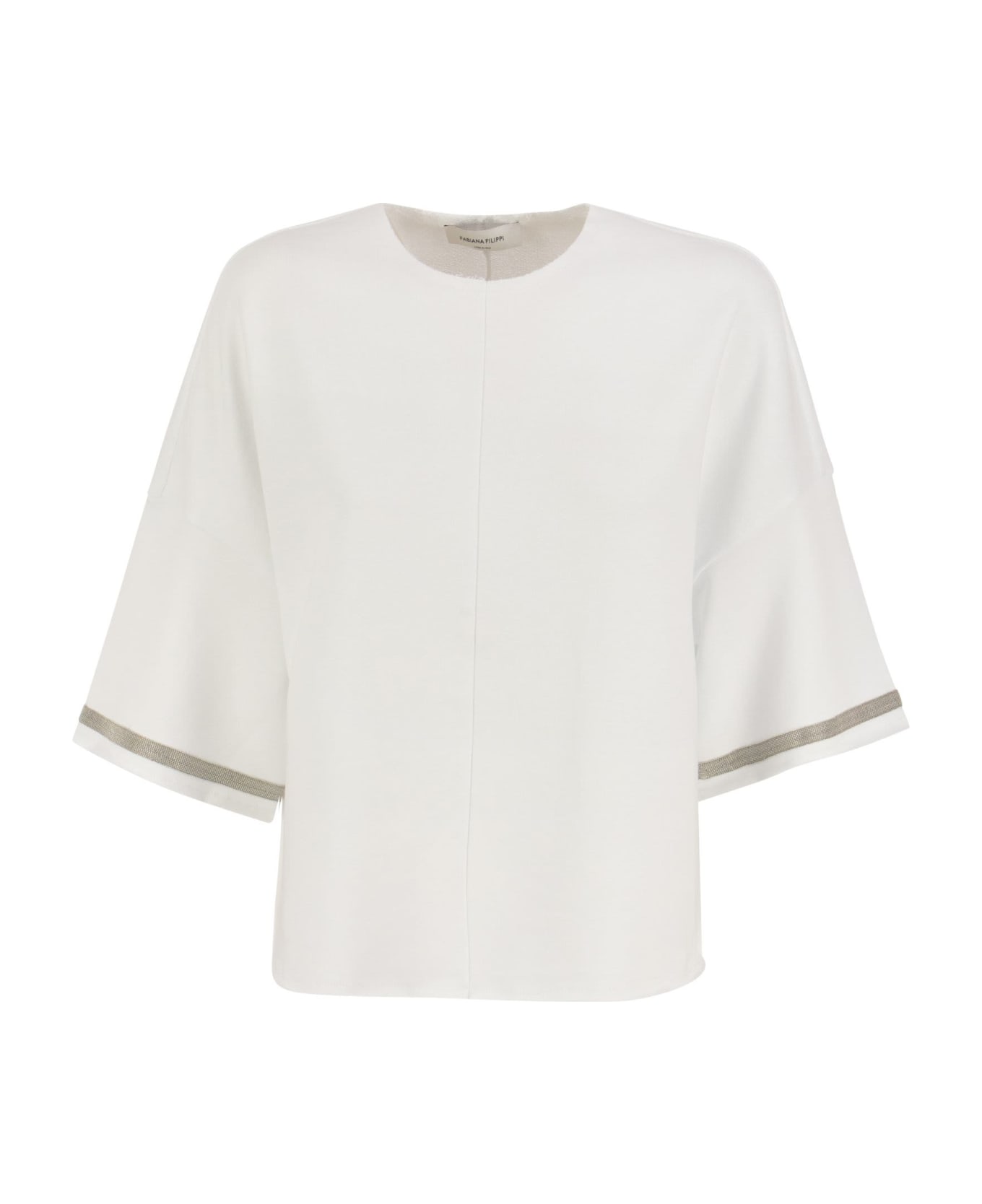 Fabiana Filippi Cotton T-shirt With Wide Sleeves - White