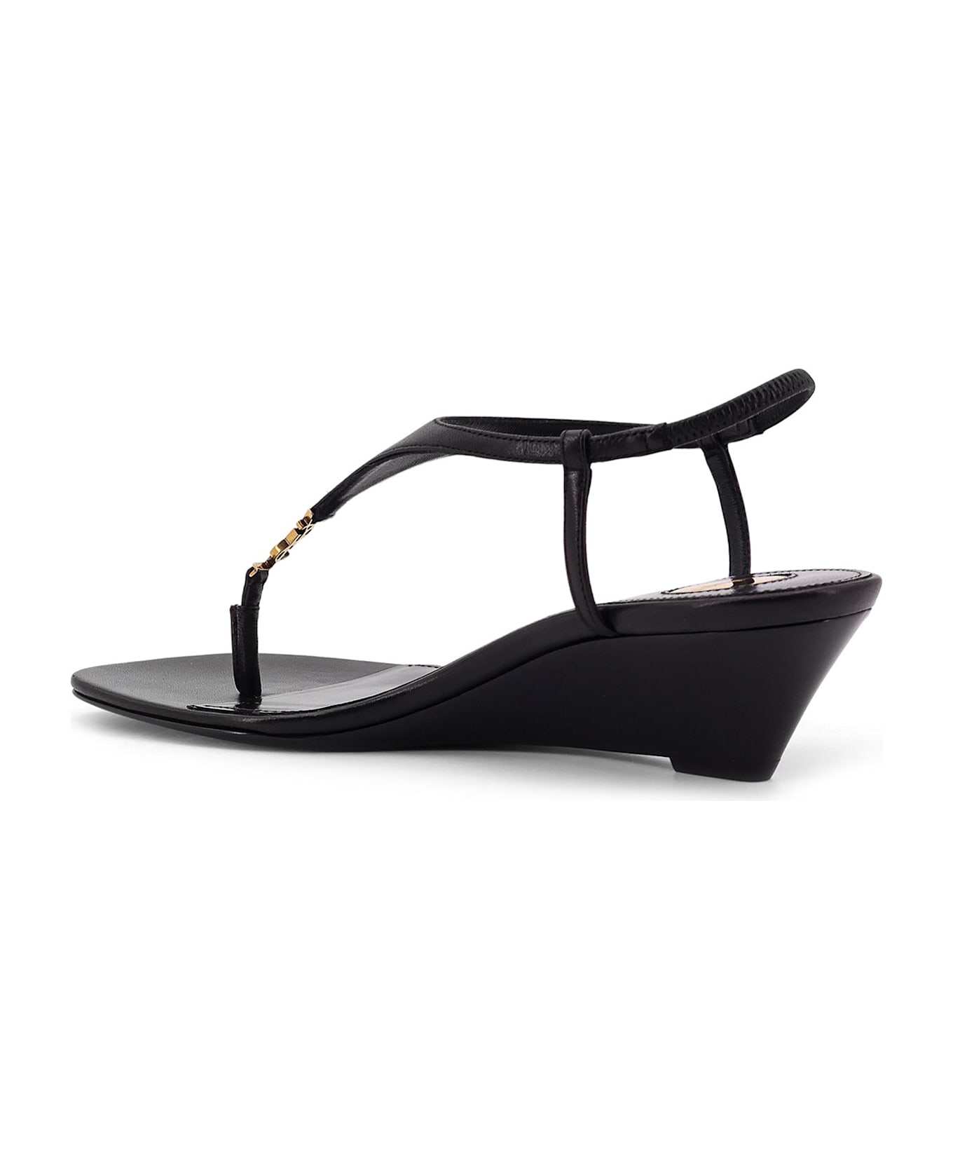 Saint Laurent Bridget 40 Rive Gauche Leather Sandals - Black