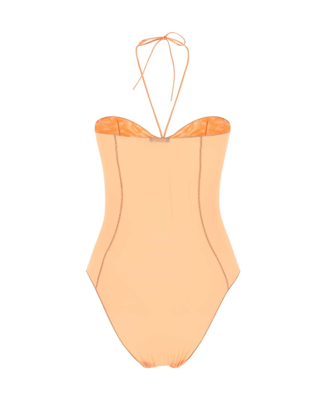 Oseree Peach Mesh Underwear Bodysuit - PEACH