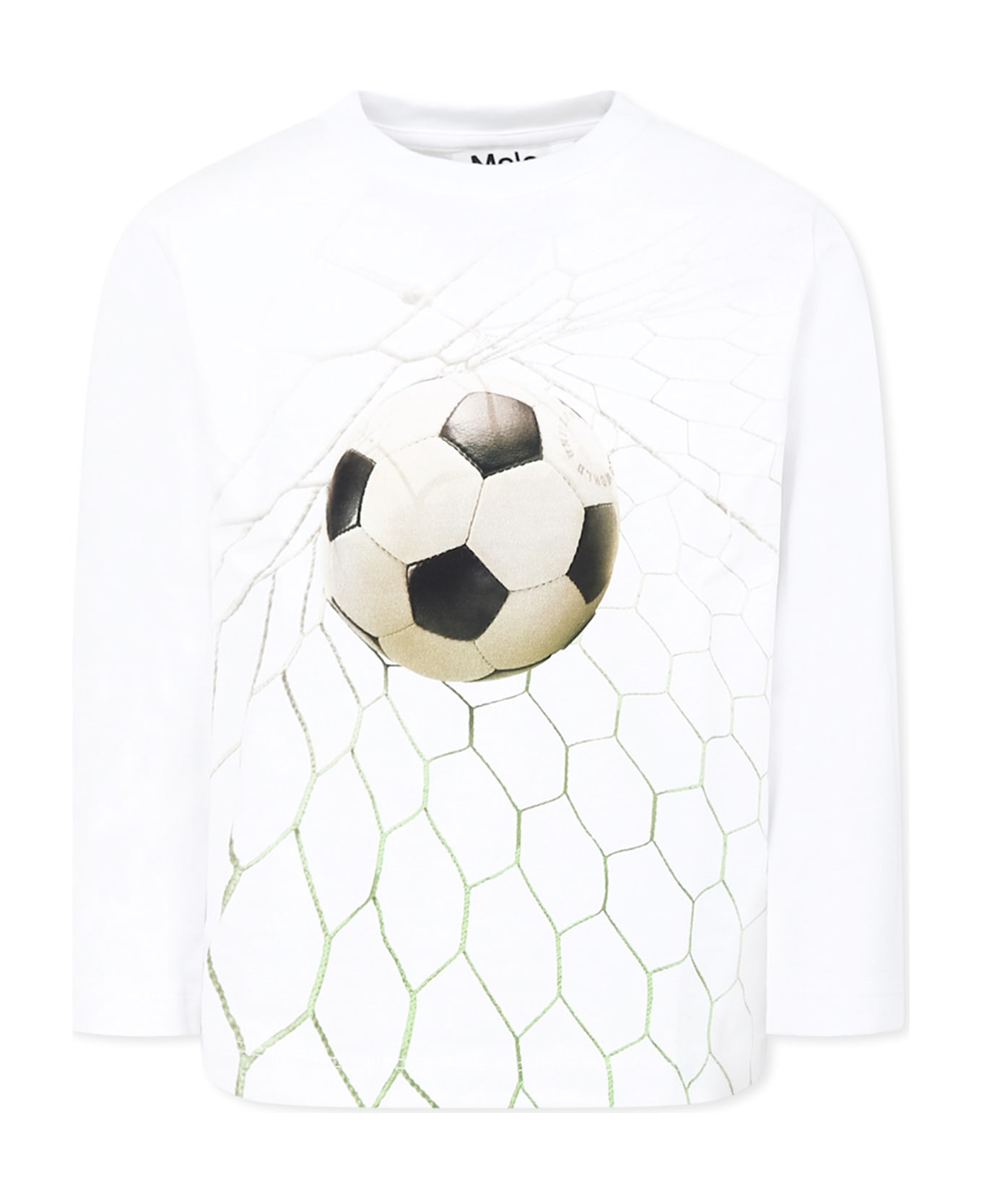 Molo White T-shirt For Boy With Football Print - White