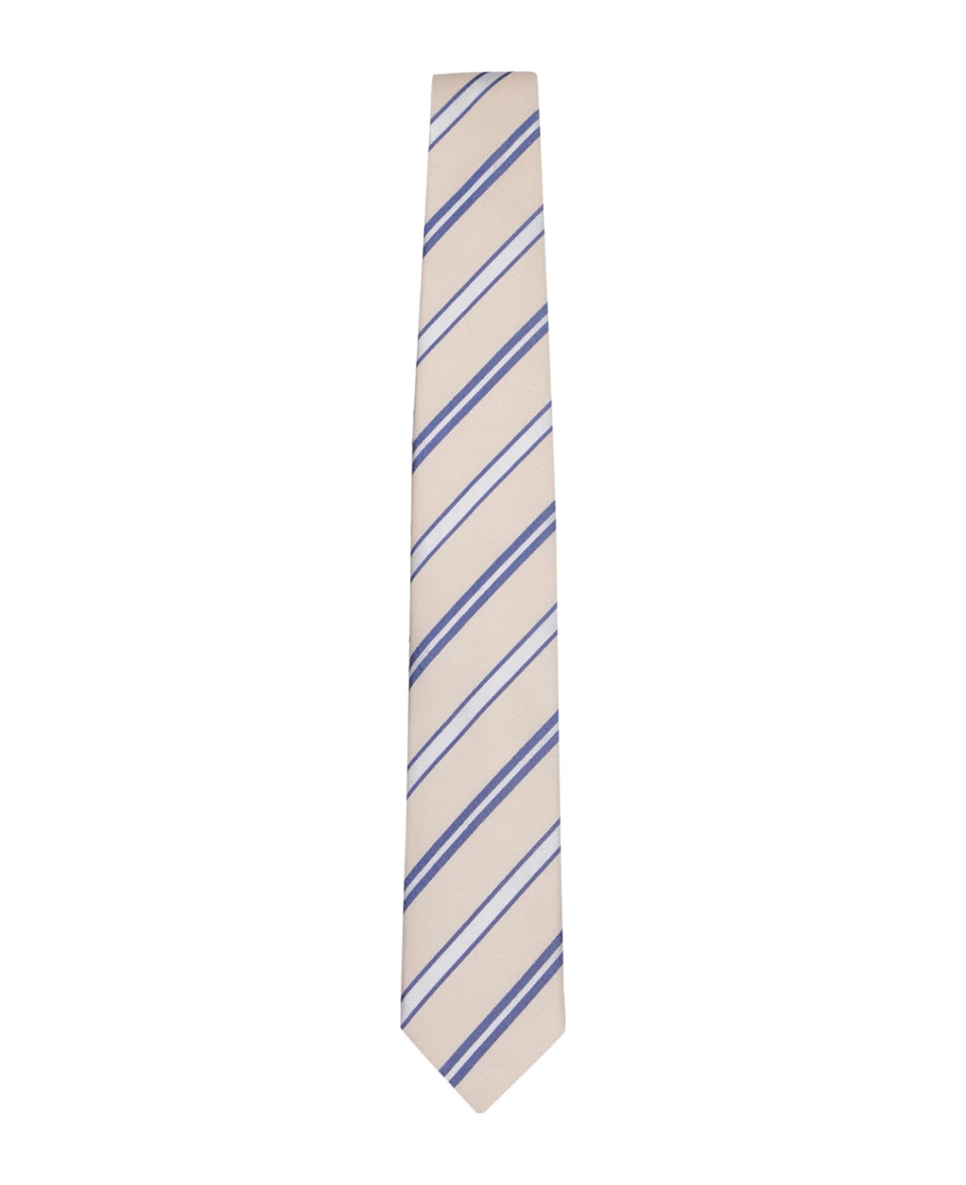 Lardini Cream/blue Regimental Tie - White ネクタイ