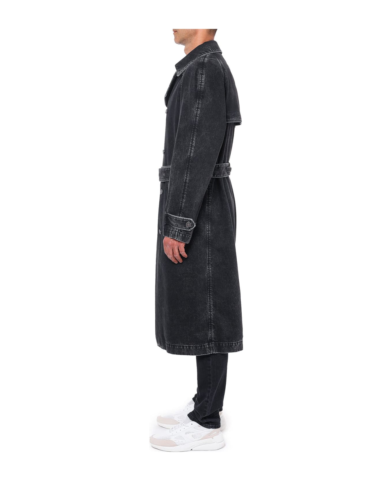 Diesel Fashion Show Denim Trench Coat - 008 BLACK DENIM (Black)