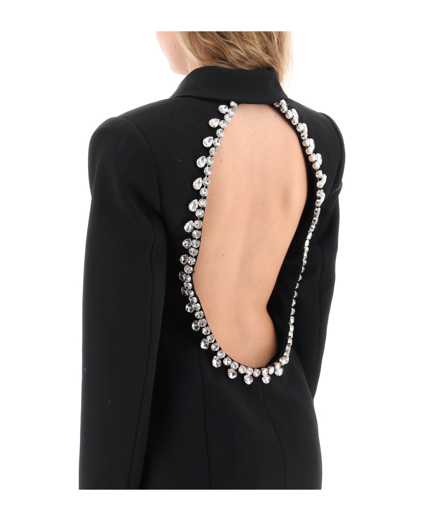 AREA Blazer Dress With Cut-out And Crystals - BLACK (Black)