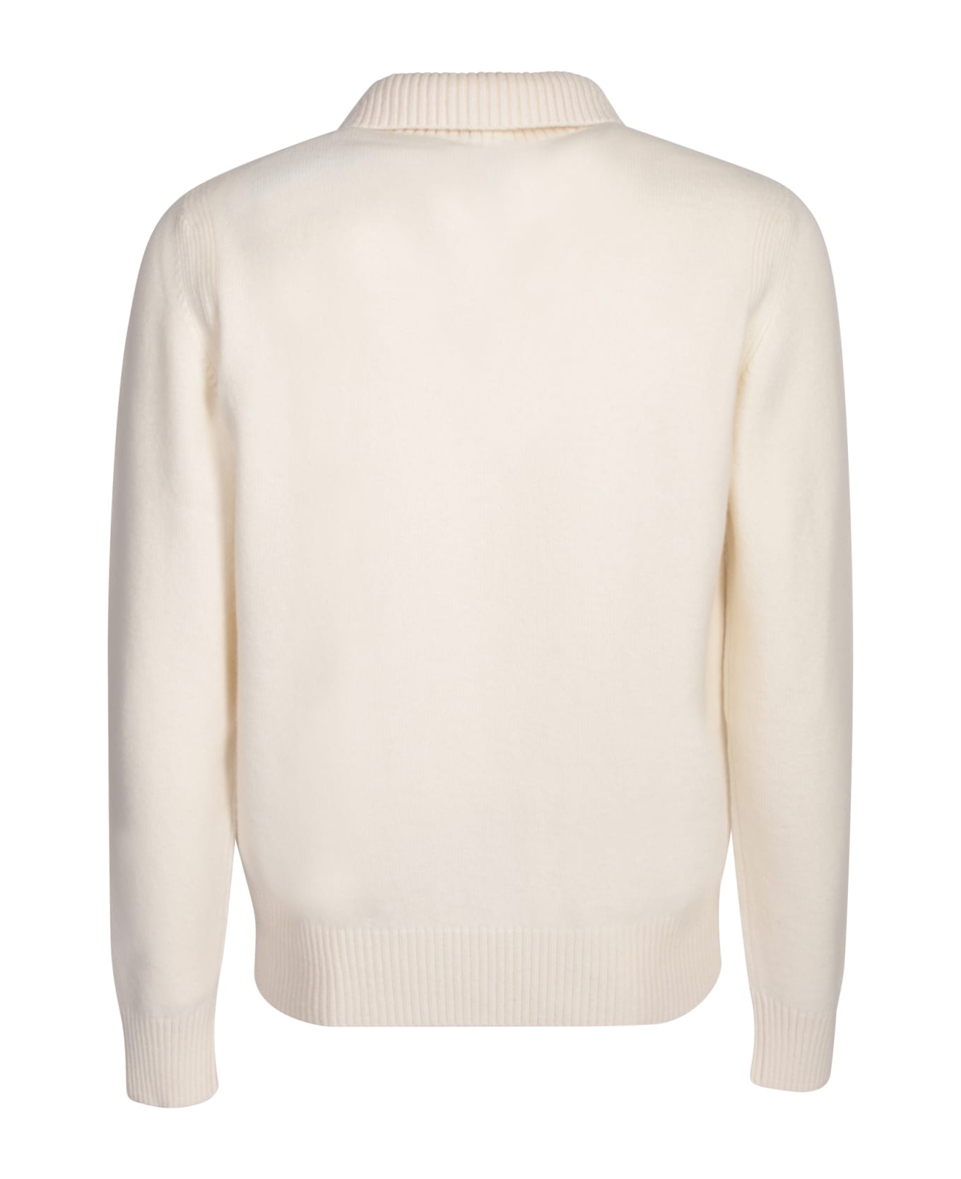 Tom Ford White Long-sleeve Sweater With Zip-up Mock Neck In Wool And Cashmere Man - White