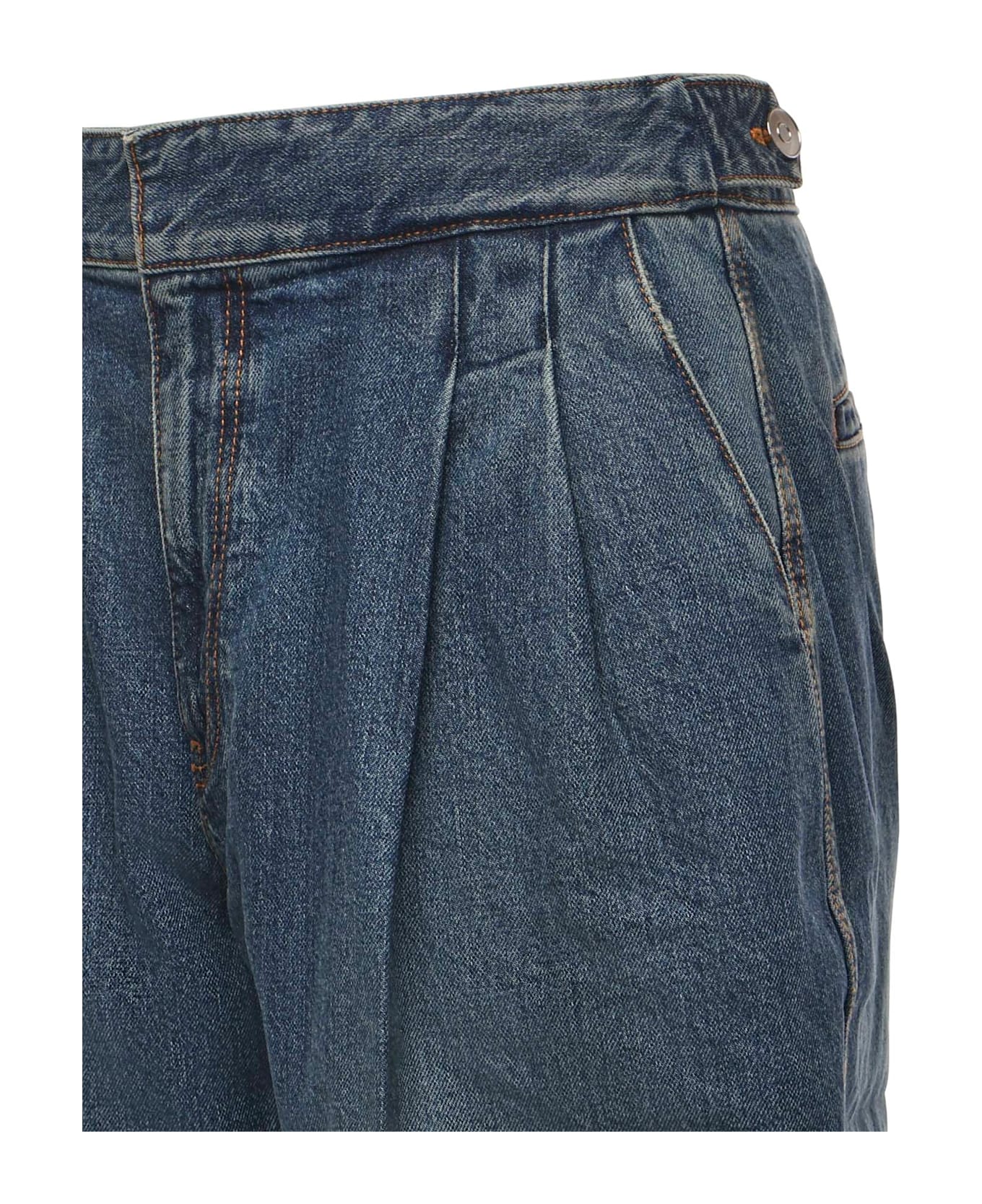 Alaia Denim Pleated Jeans - BLEU DELAVE