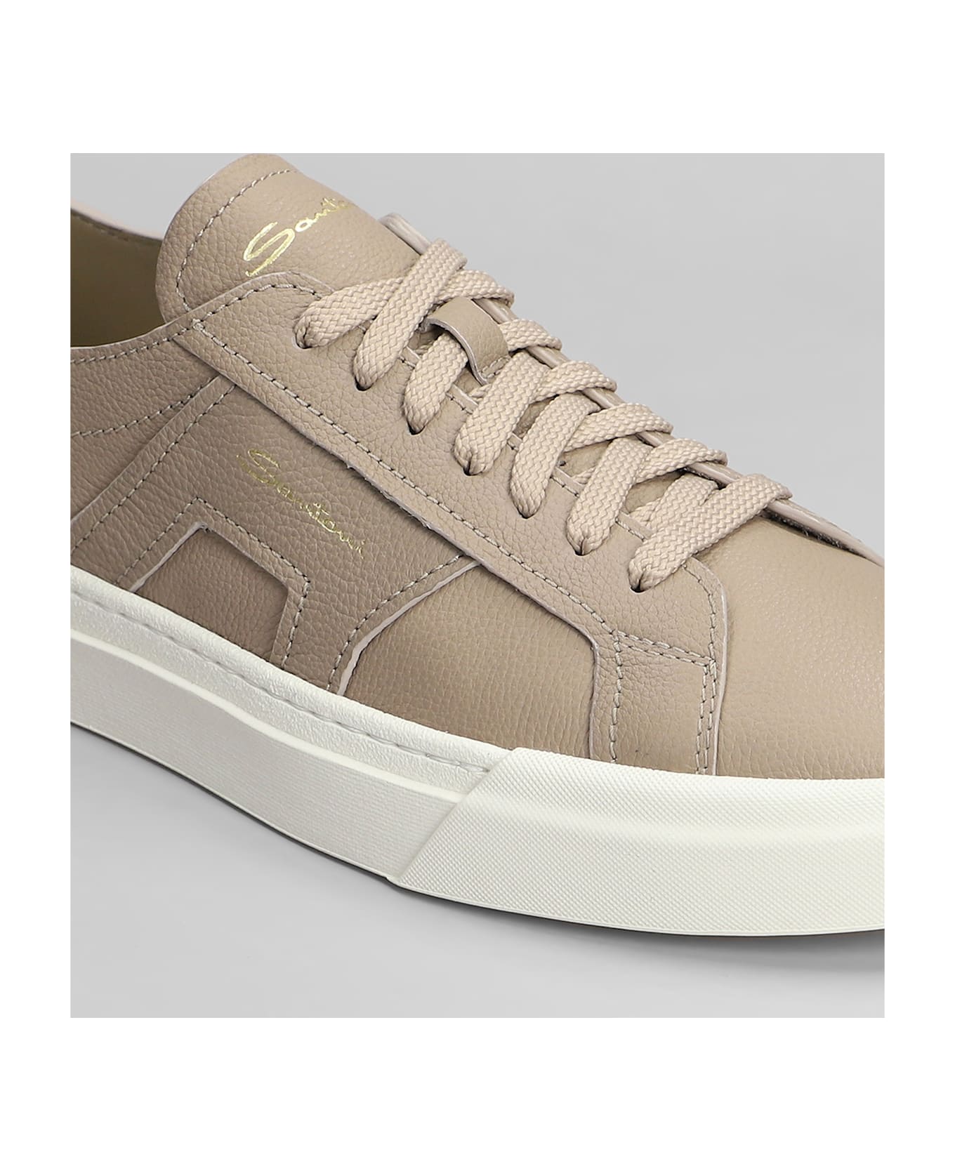 Santoni Dbs Sneakers In Taupe Leather - taupe