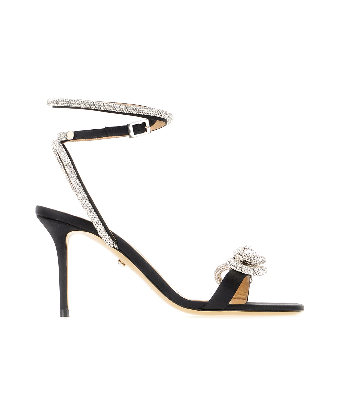 Mach & Mach Black Fabric Double Bow Sandals - BLACK